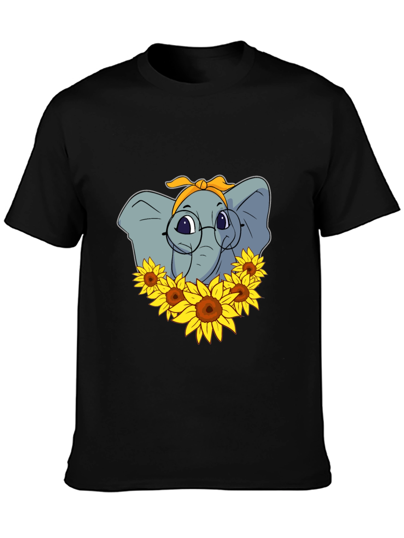 Black Elephant Sunflower T-Shirt - Stylish Graphic Tee view 3
