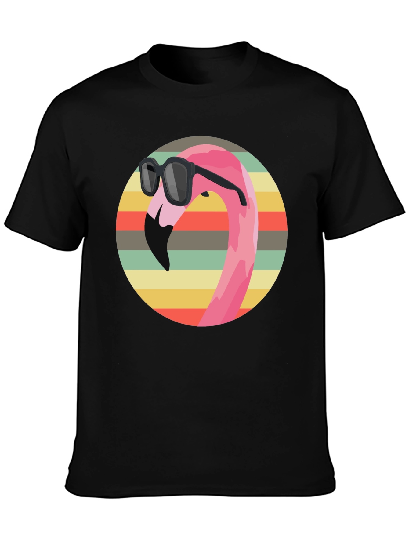 Black Cool Flamingo Graphic Tee - Retro Style view 3