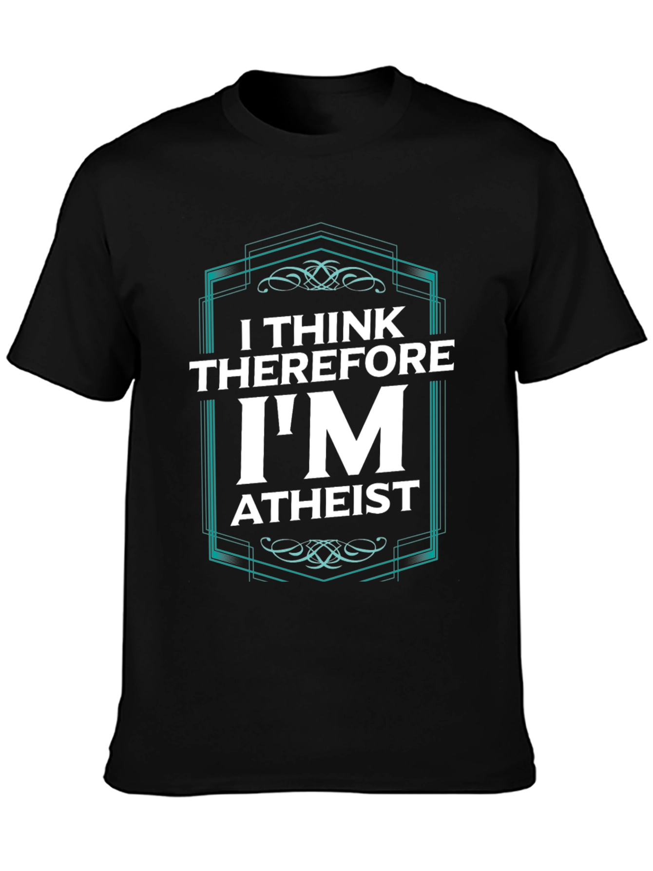 Black I Think Therefore I'm Atheist Graphic T-Shirt view 3