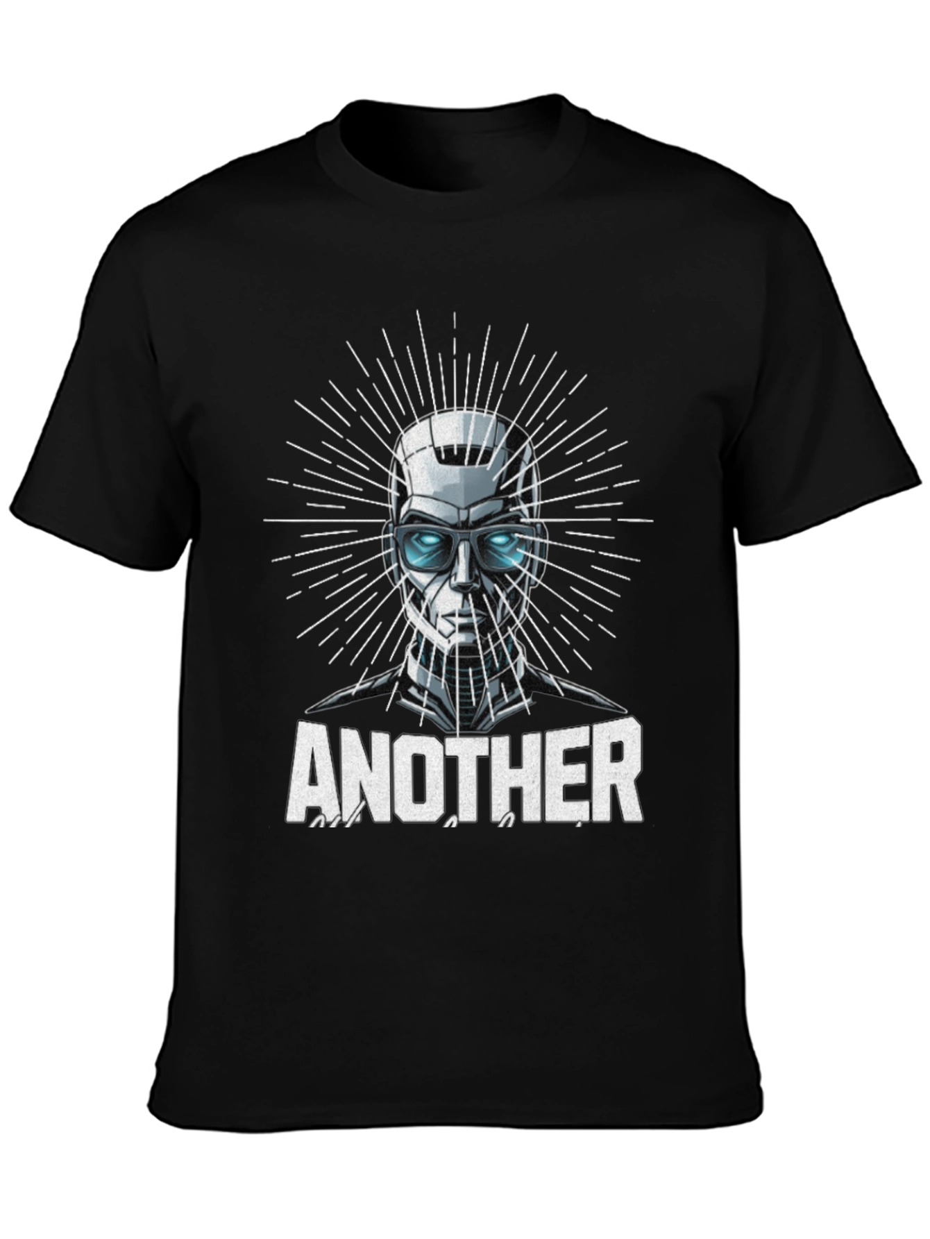 Black Another T-Shirt - Futuristic Robot Design view 3