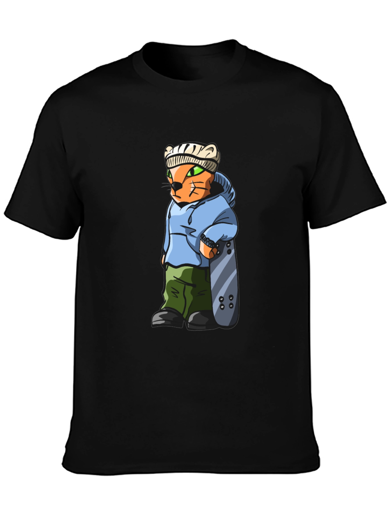 Black Cool Cat Skater Graphic Tee view 3