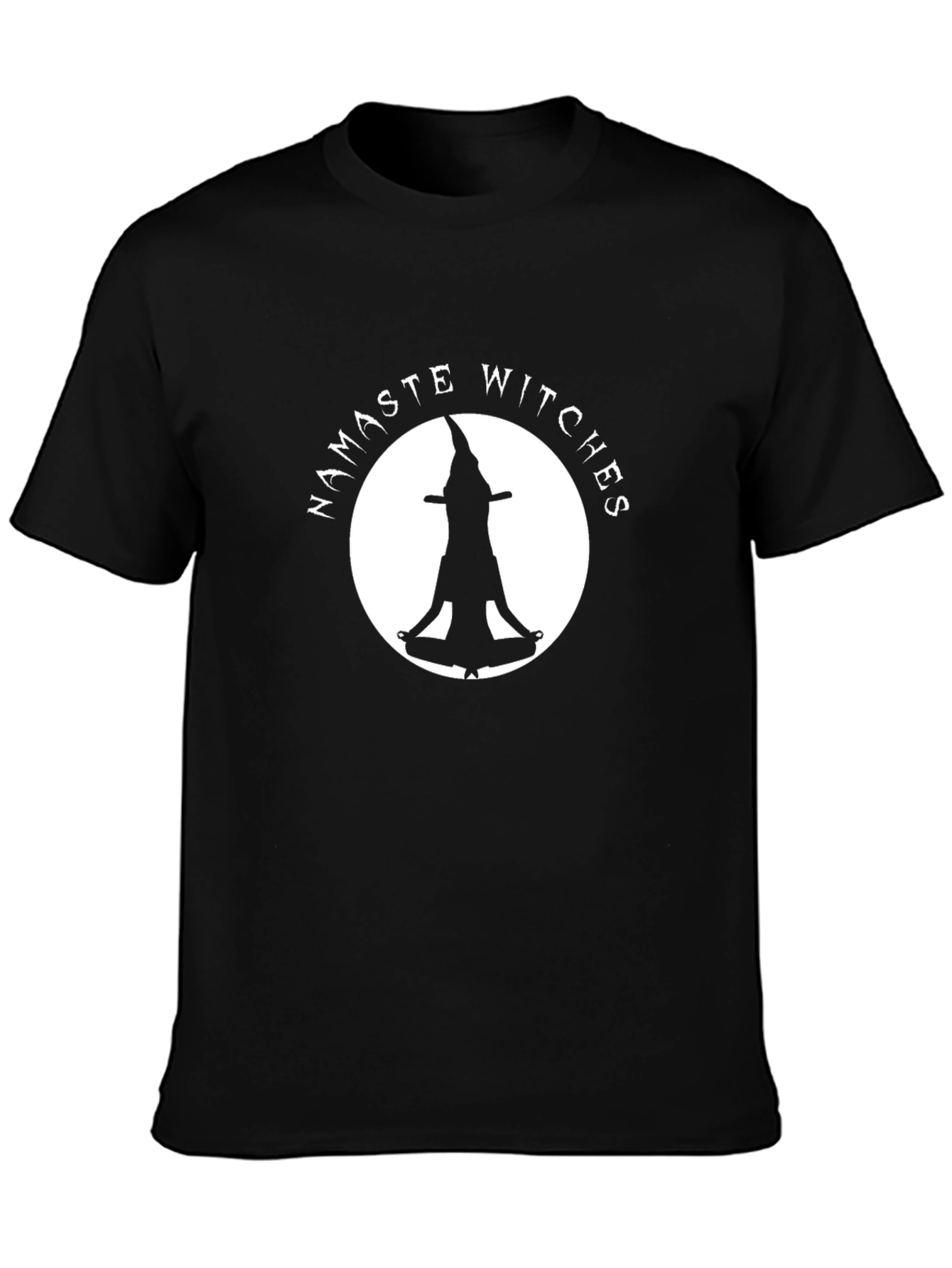 Black Namaste Witches Black T-Shirt - Meditating Witch view 3