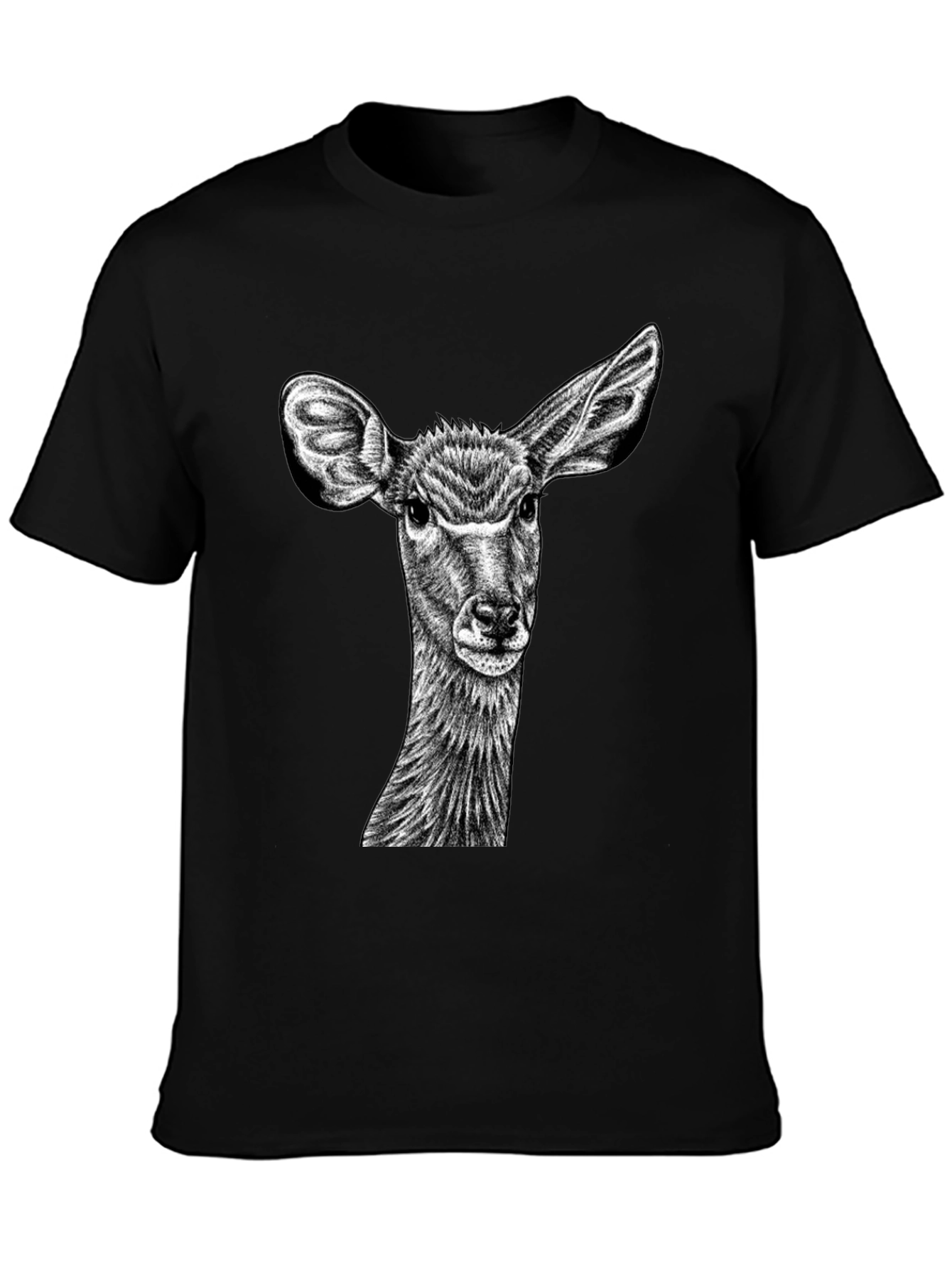 Black Deer Graphic Tee - Unique Animal Print Shirt view 3