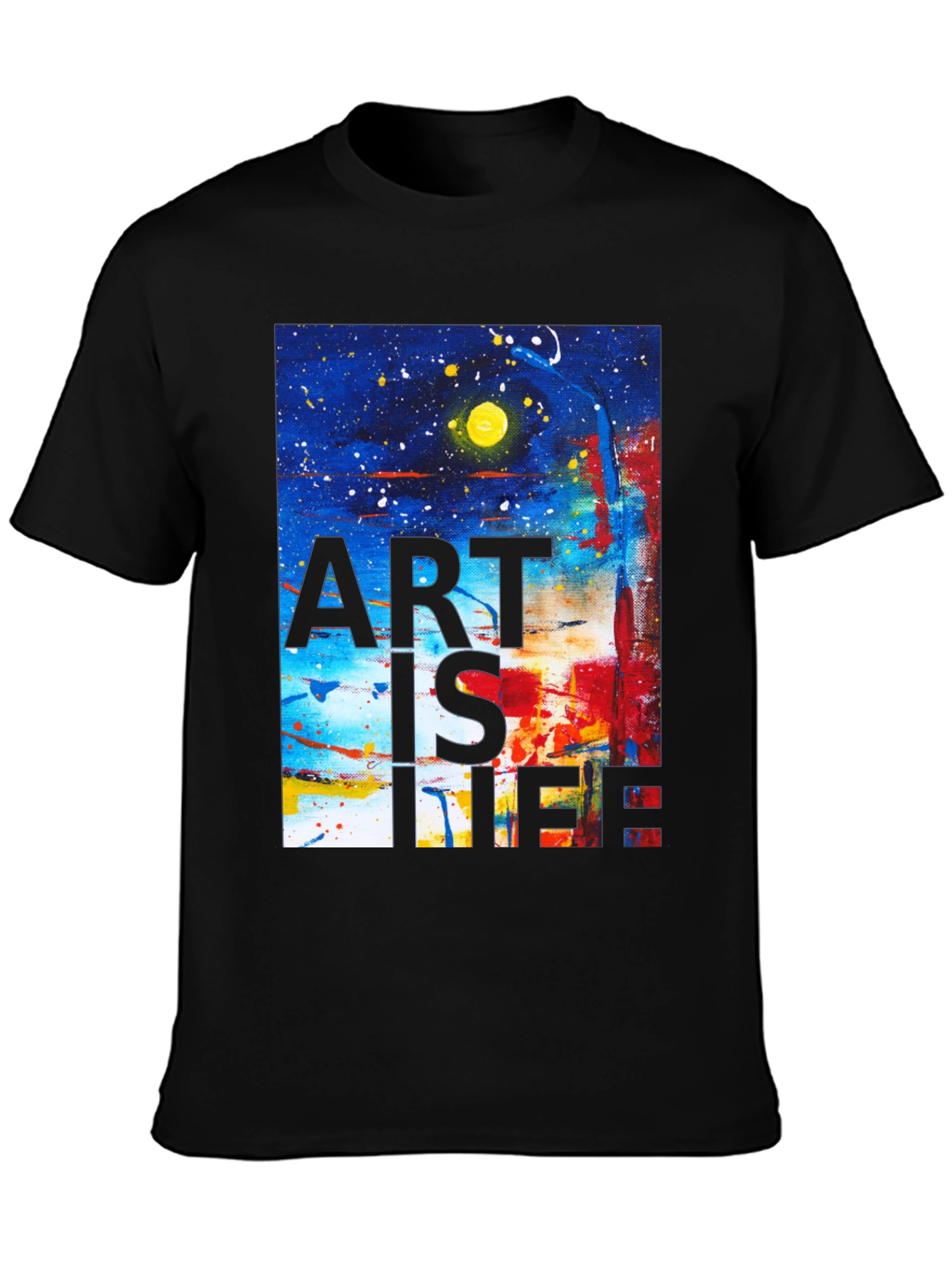 Black Abstract Art is Life Graphic Tee view 3