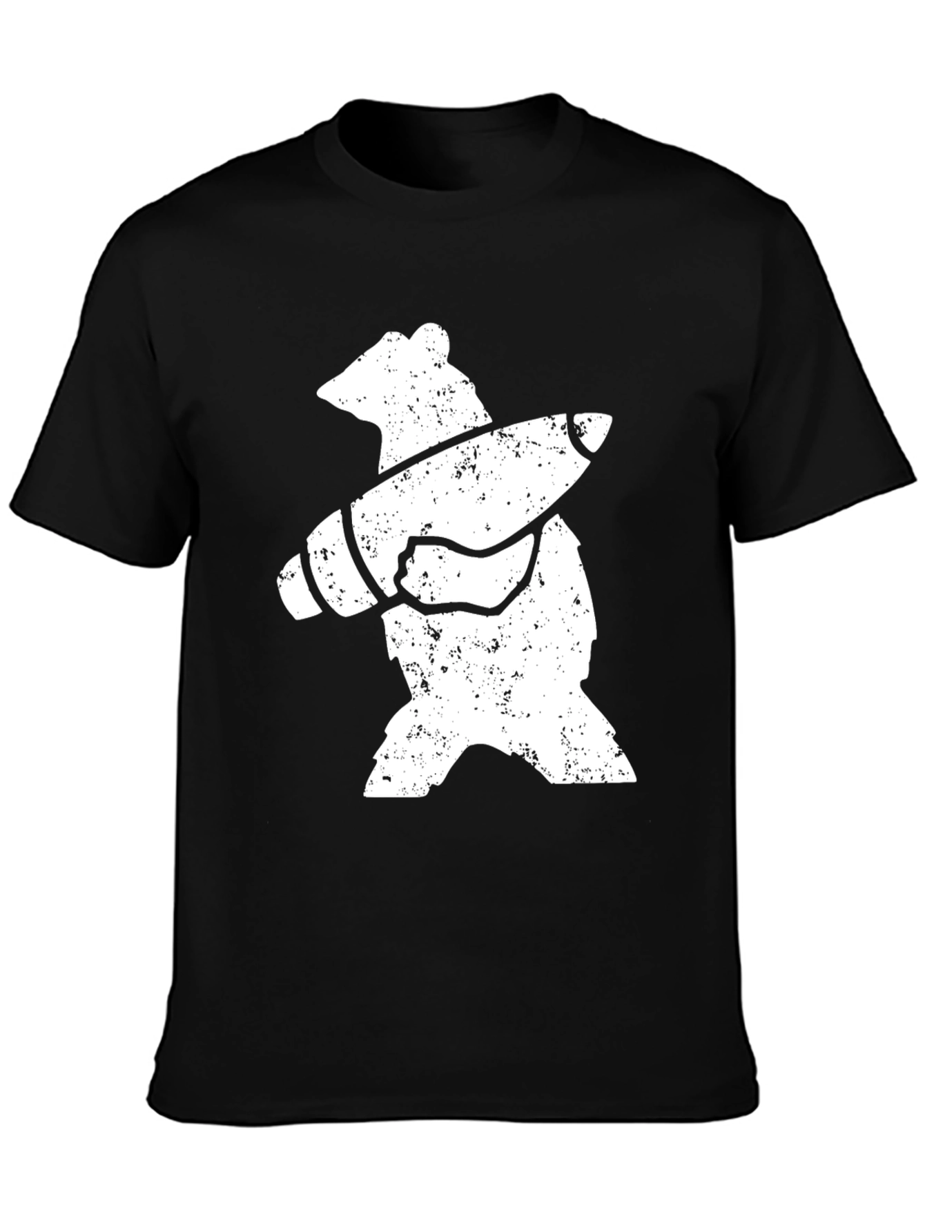 Black Bear with Rocket T-Shirt - Black Cotton Graphic Tee view 3