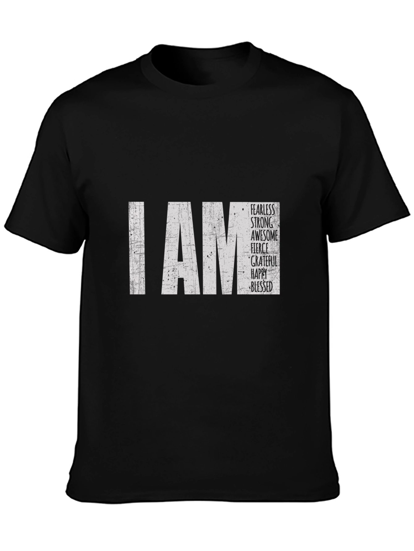 Black I AM Fearless T-Shirt - Inspirational Black Tee view 3
