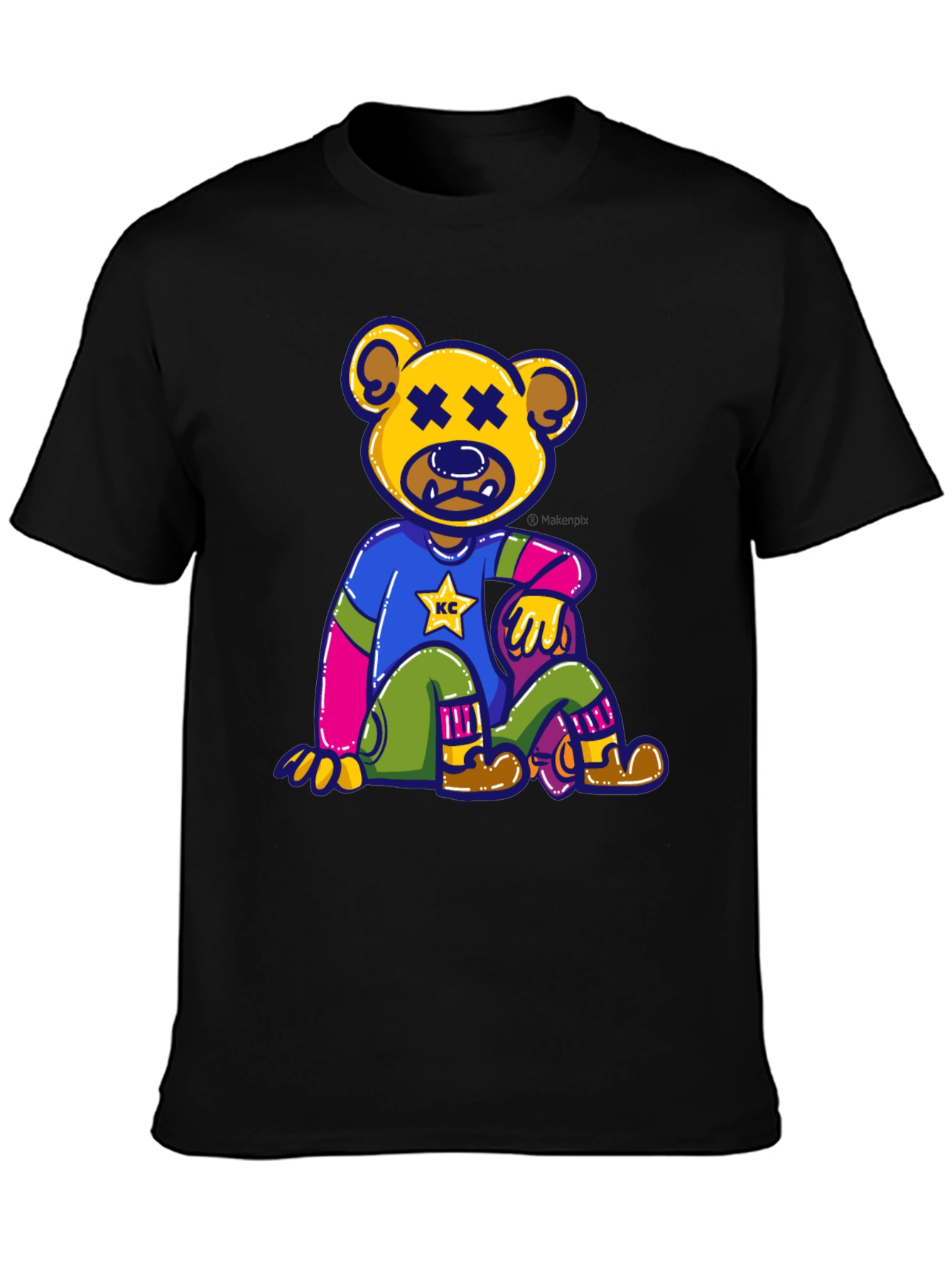 Black Novelty Bear Graphic Tee - Comfortable Cotton Blend view 3