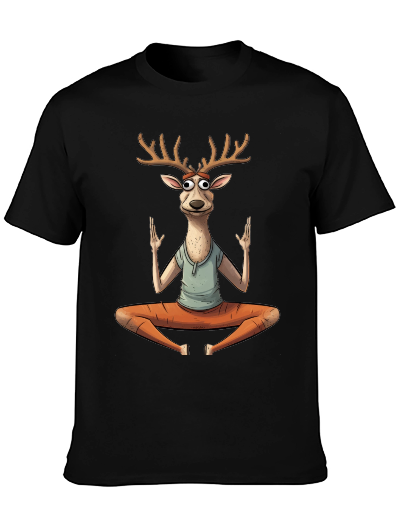 Black Yoga Deer Graphic T-Shirt view 3