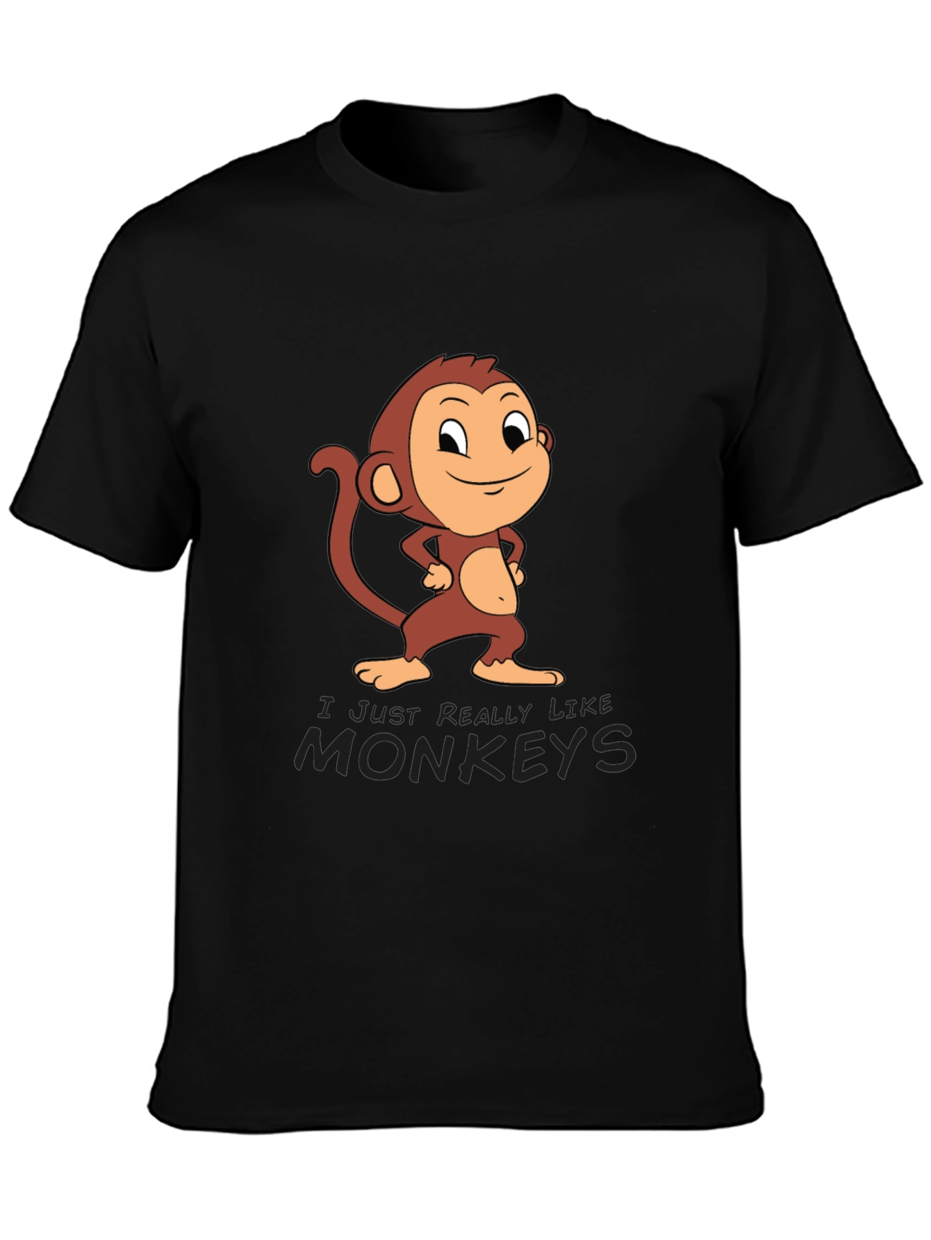 Black Monkey Cartoon Graphic Black Tee view 3