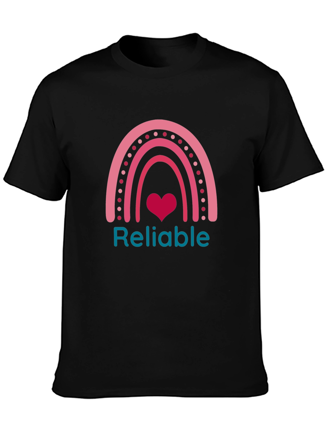 Black Reliable Heart Rainbow Graphic Tee view 3
