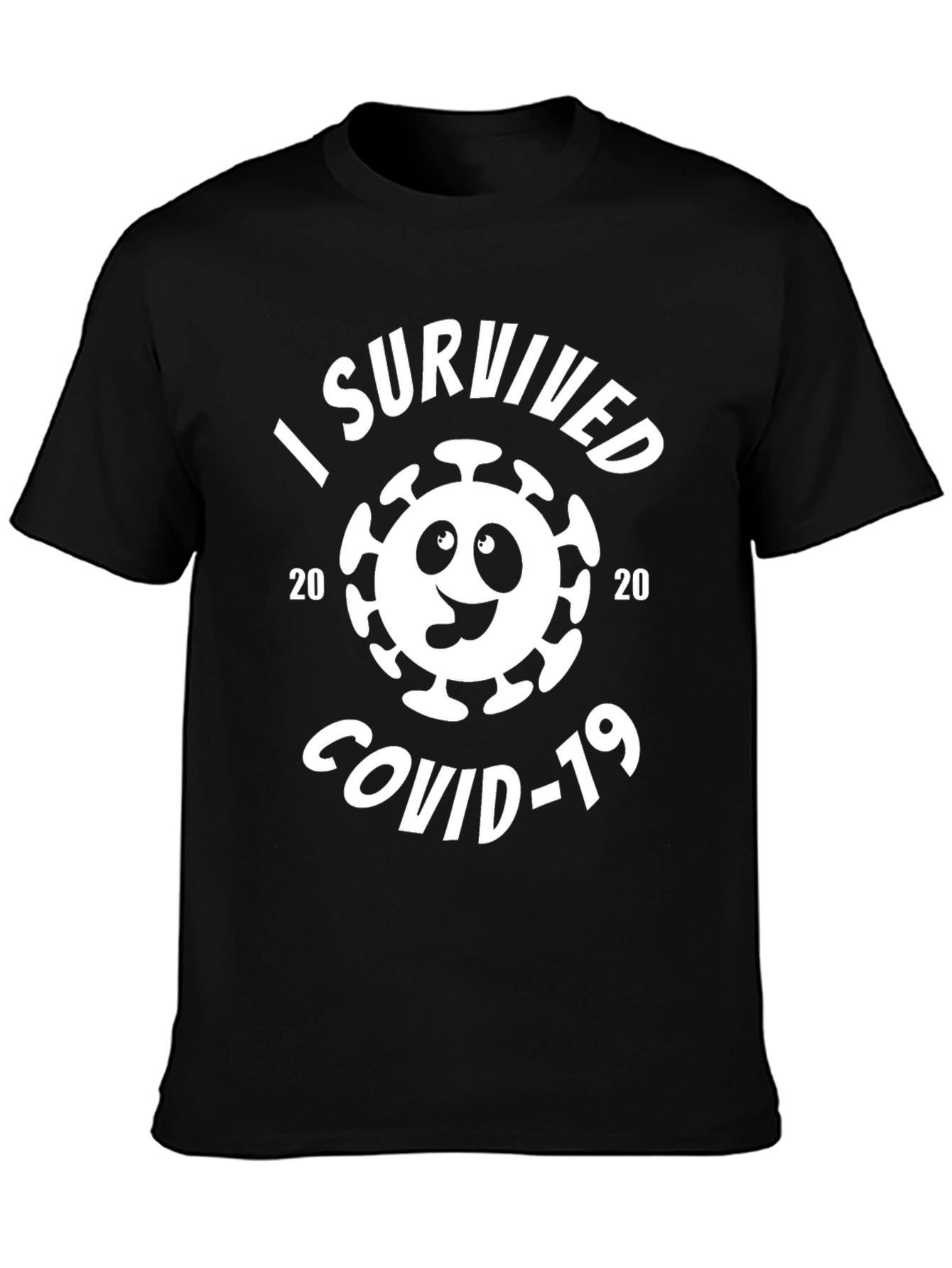 Black I Survived COVID-19 T-Shirt - Funny Pandemic Tee view 3