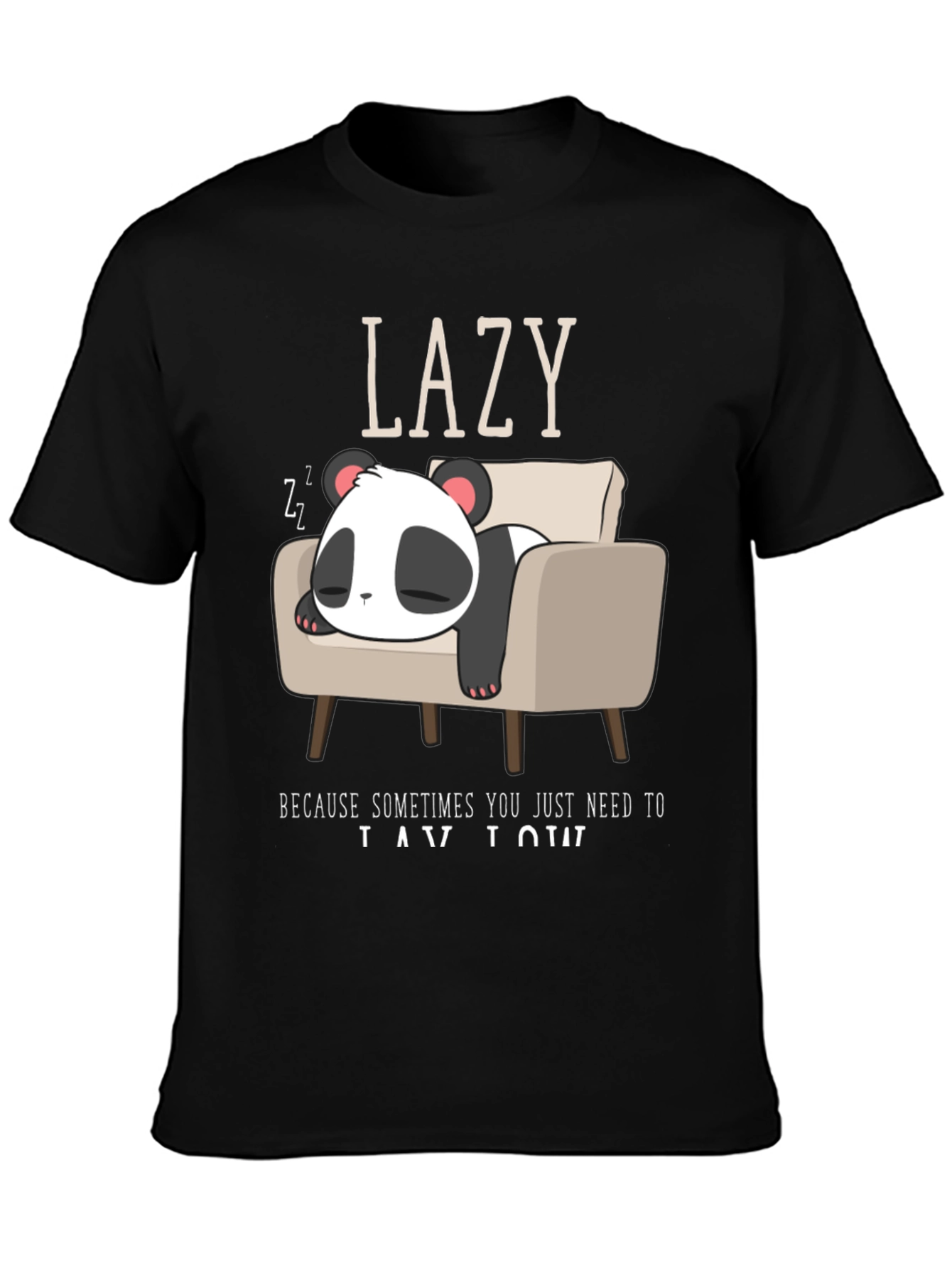 Black Lazy Panda Graphic Tee - Relaxed Fit, Soft Cotton view 3