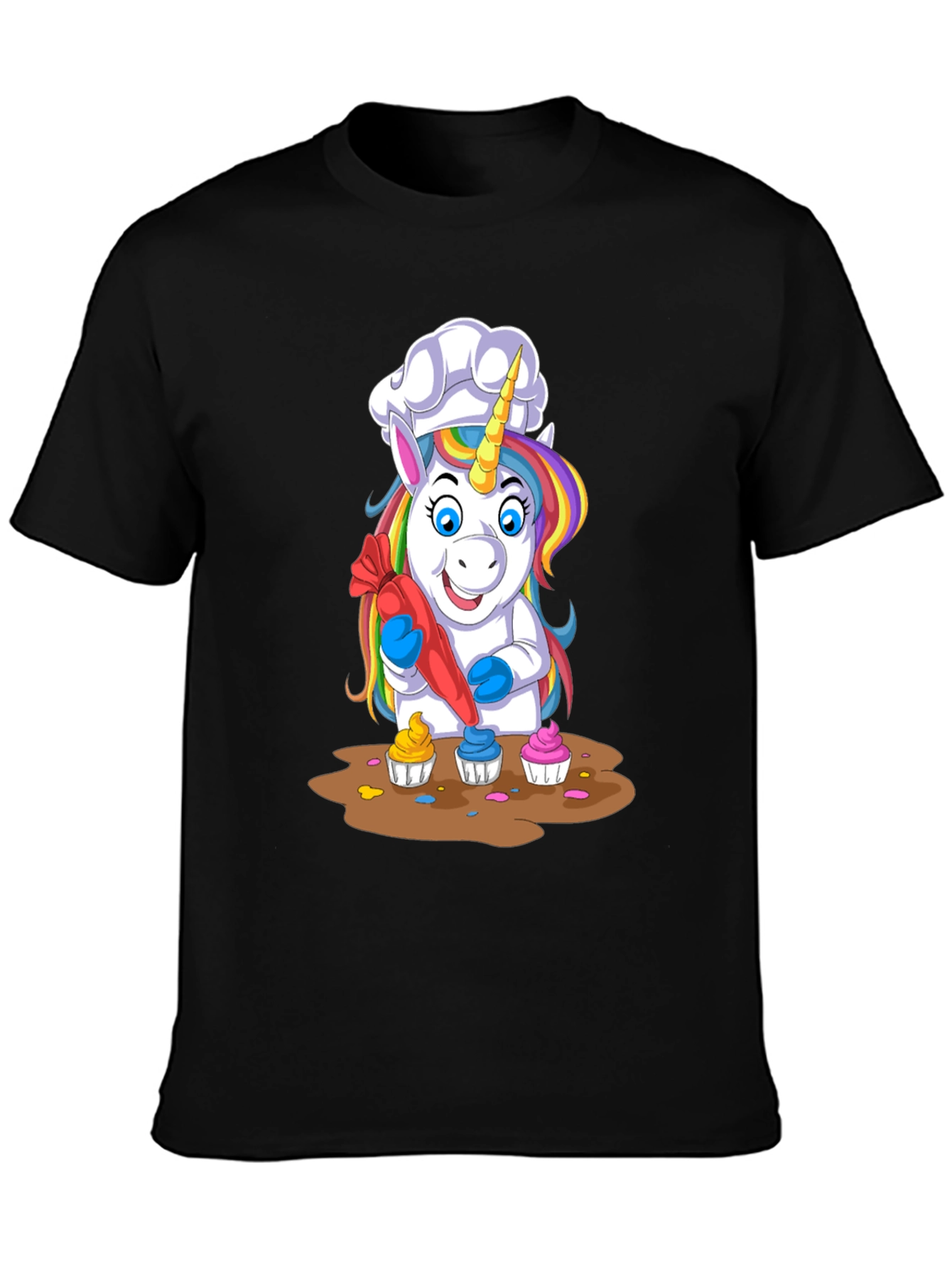 Black Unicorn Chef Cupcake T-Shirt view 3