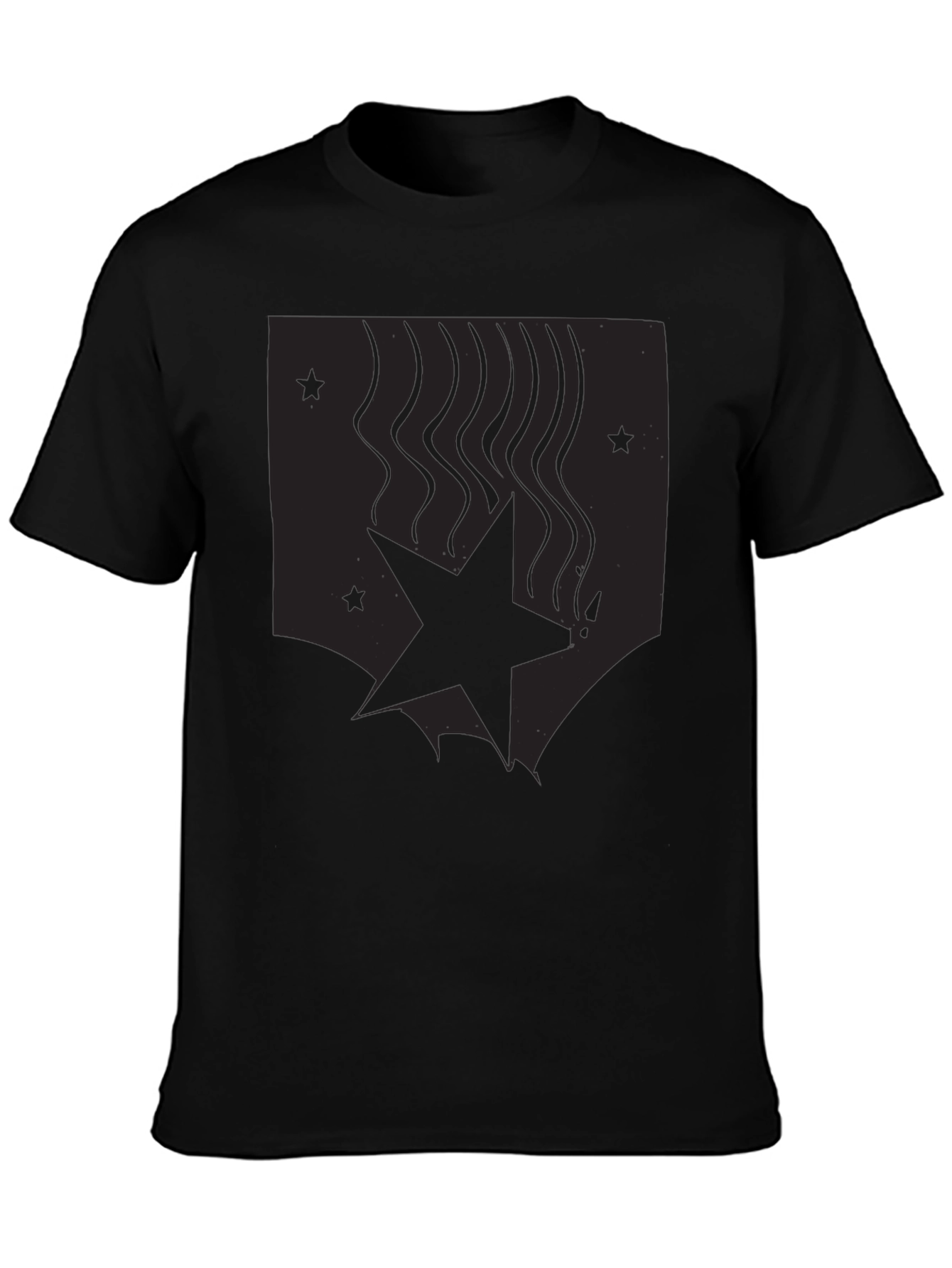 Black Men's Black Graphic Tee - Star Design view 3