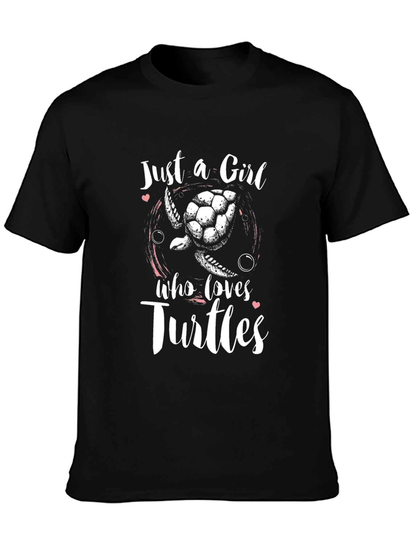 Black Just a Girl Who Loves Turtles T-Shirt view 3