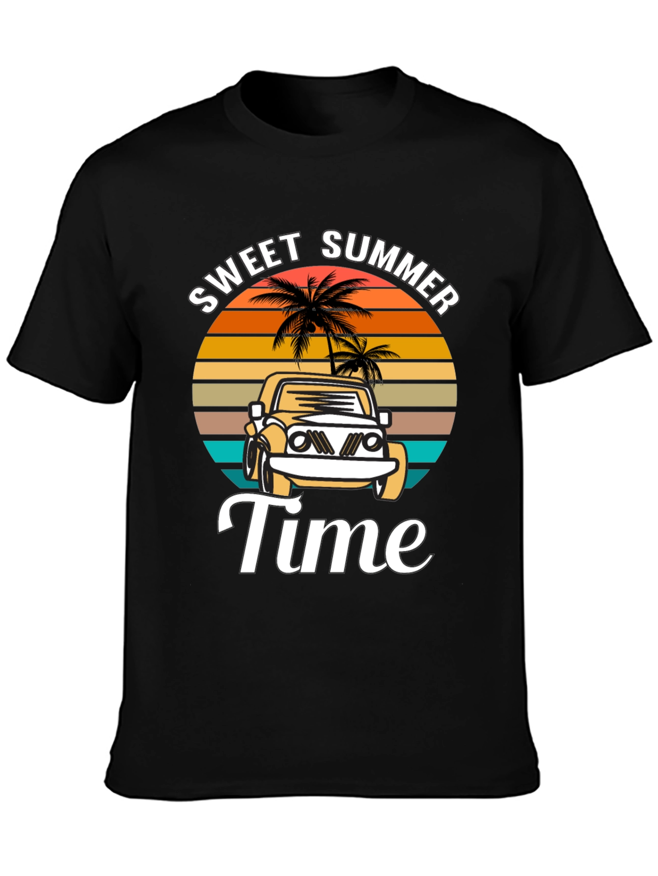 Black Sweet Summer Time Black Graphic T-Shirt view 3