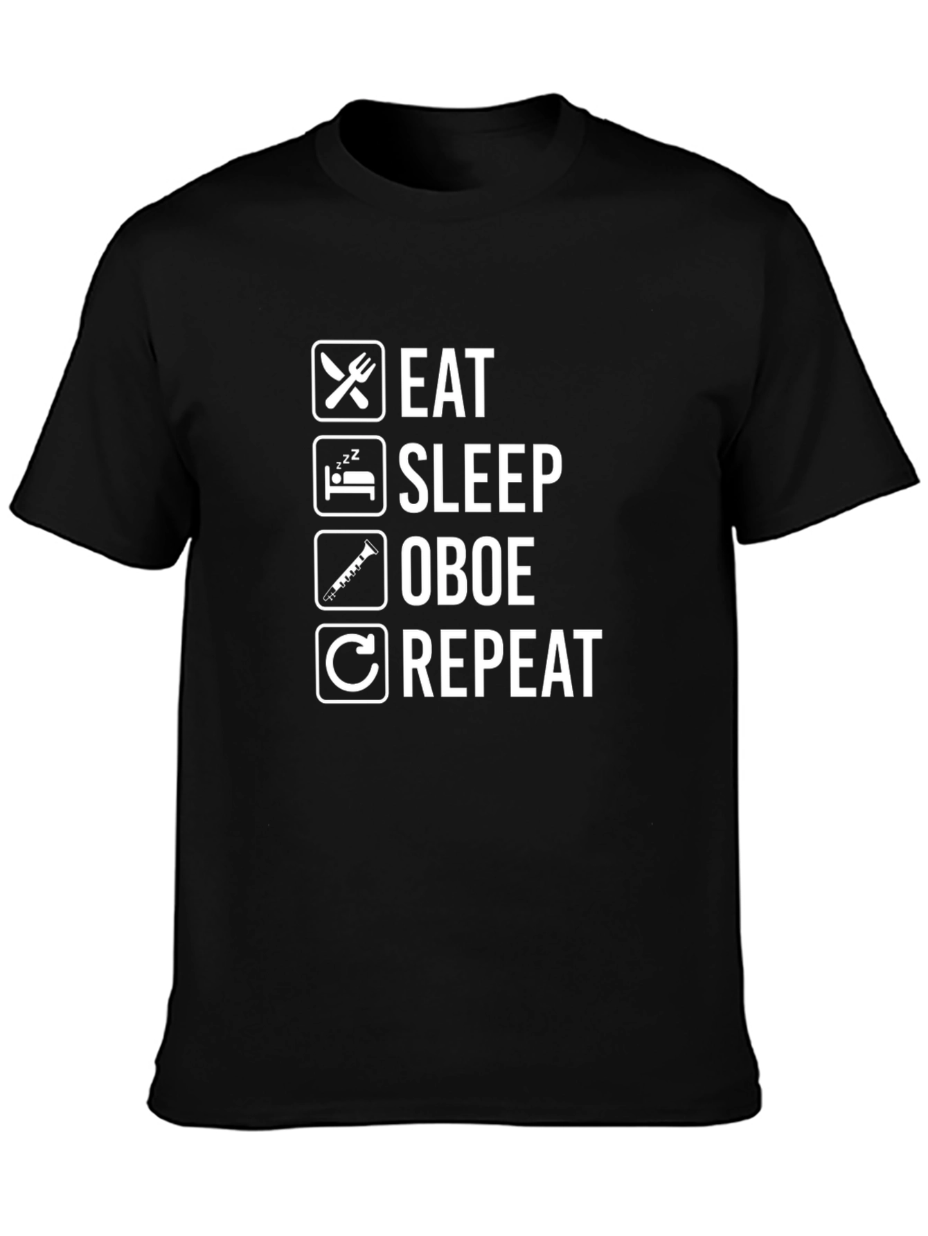 Black Eat Sleep Oboe Repeat T-Shirt - Musician Gift view 3