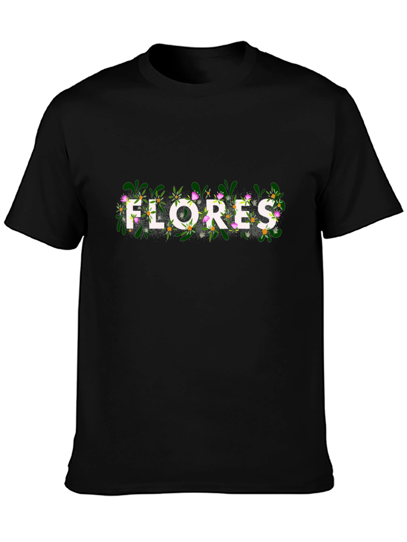 Black Floral Flores Graphic Black T-Shirt view 3