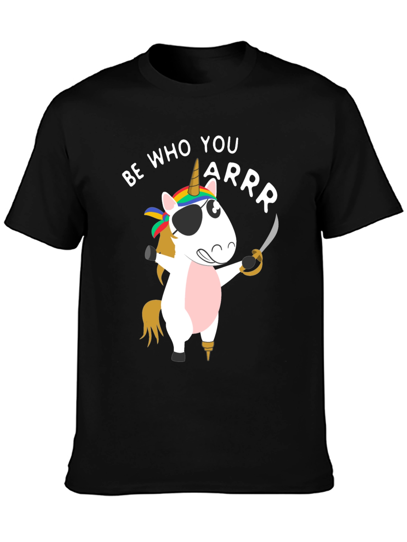 Black Be Who You Arrr Unicorn Pirate Men's T-Shirt view 3