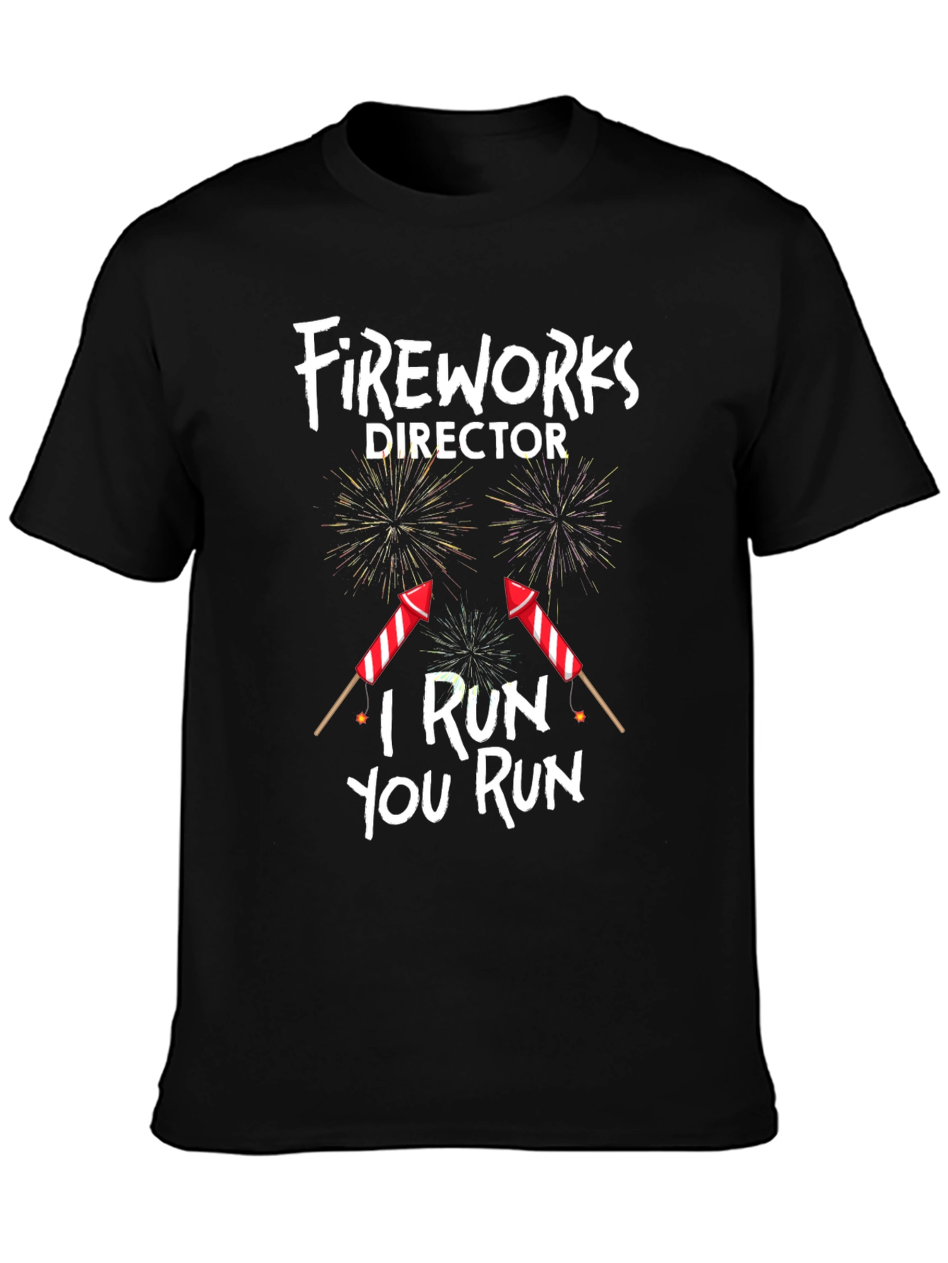 Black Fireworks Director Funny T-Shirt view 3