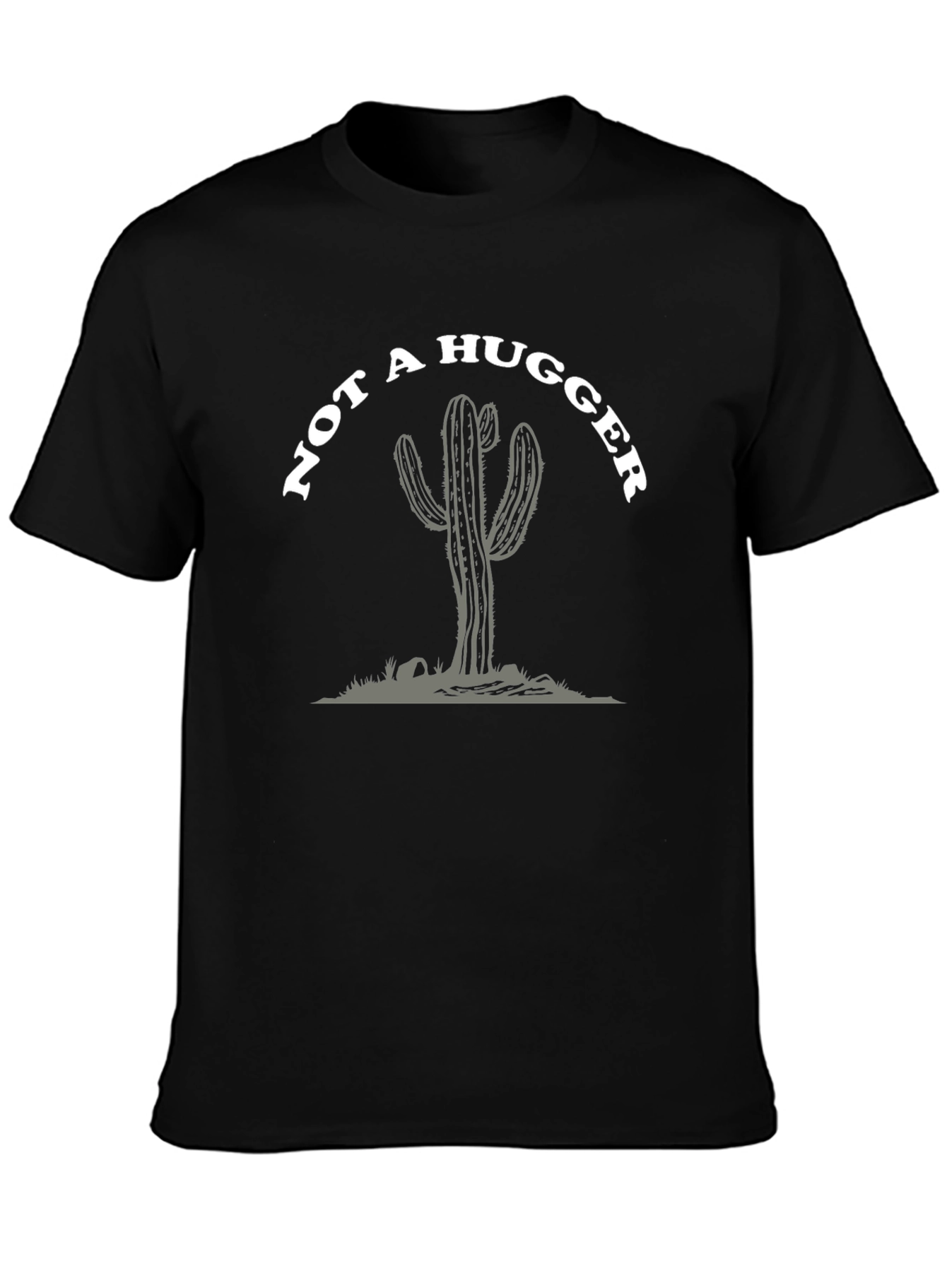 Black Not A Hugger Cactus Graphic Tee - Black view 3