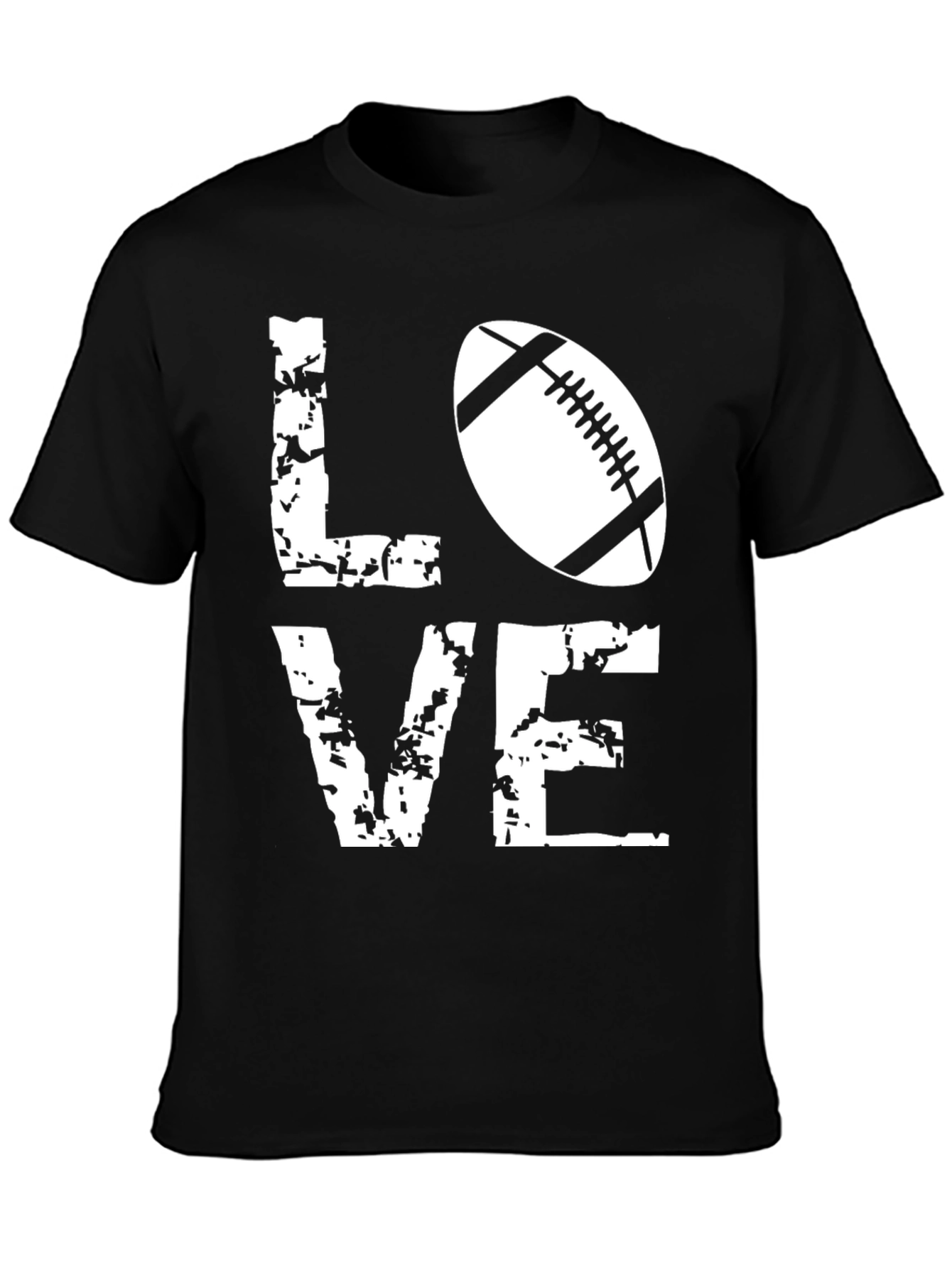 Black Love Football Graphic T-Shirt - Black view 3