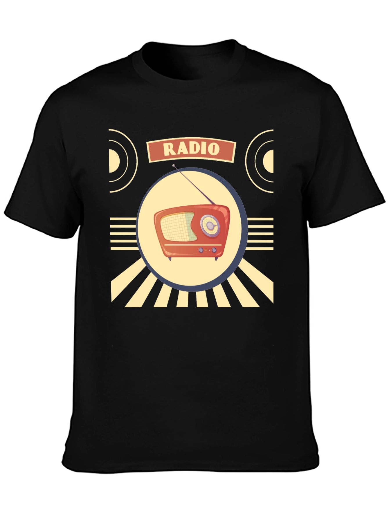 Black Retro Radio T-Shirt - Vintage Style Graphic Tee view 3