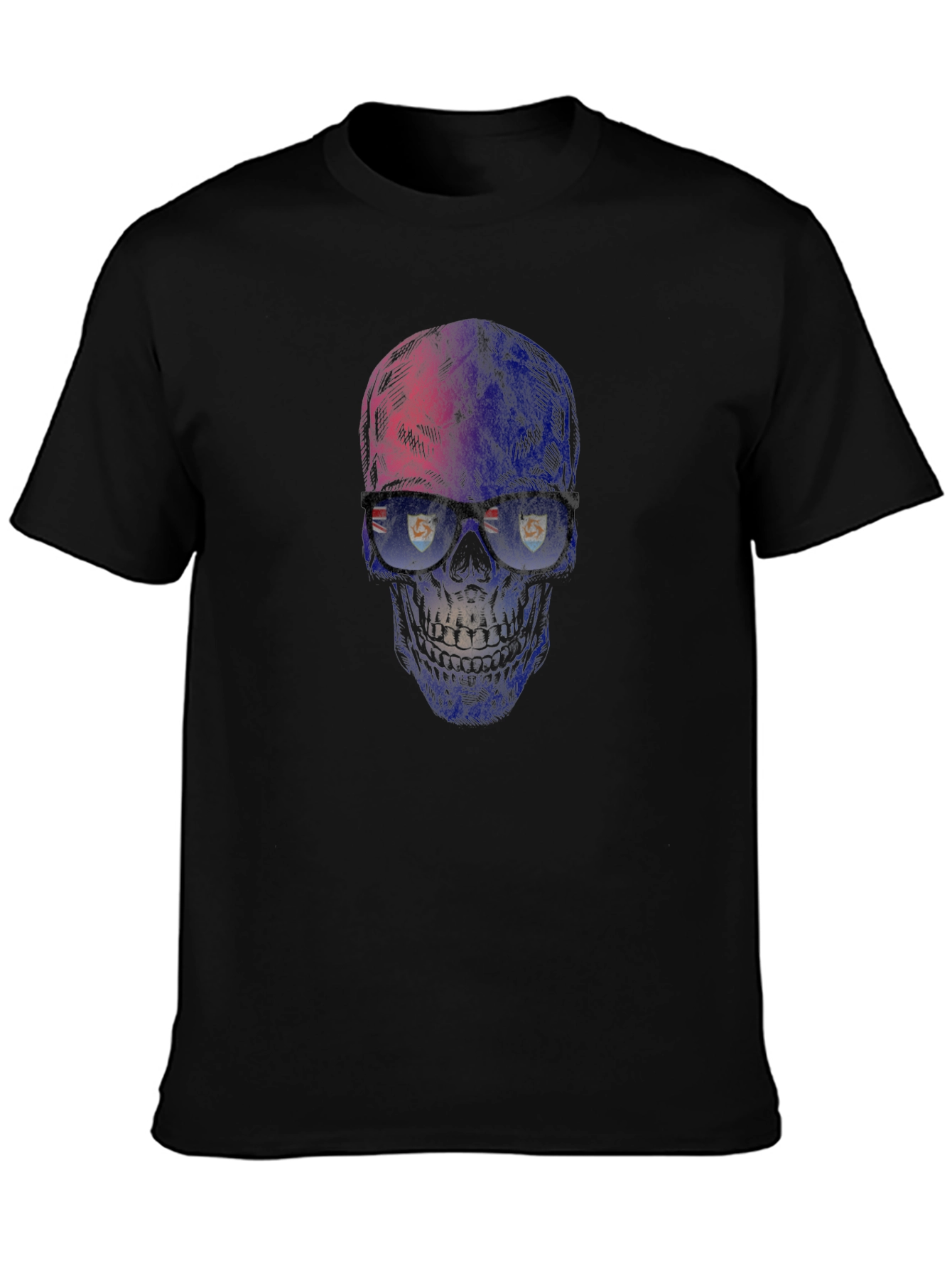Black Skull with Glasses Graphic T-Shirt view 3