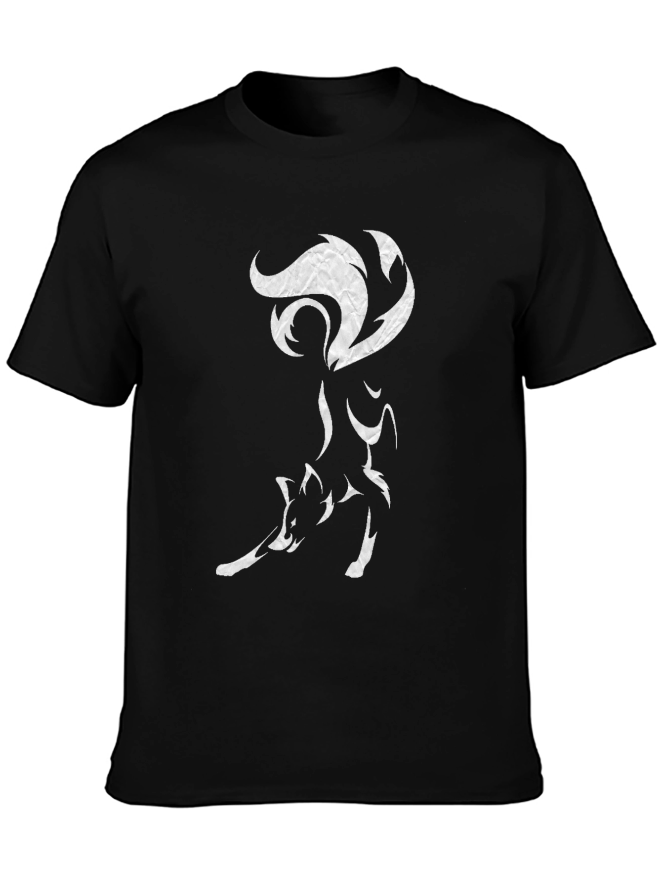 Black Stylish Fox Graphic Tee - Black Cotton Blend view 3