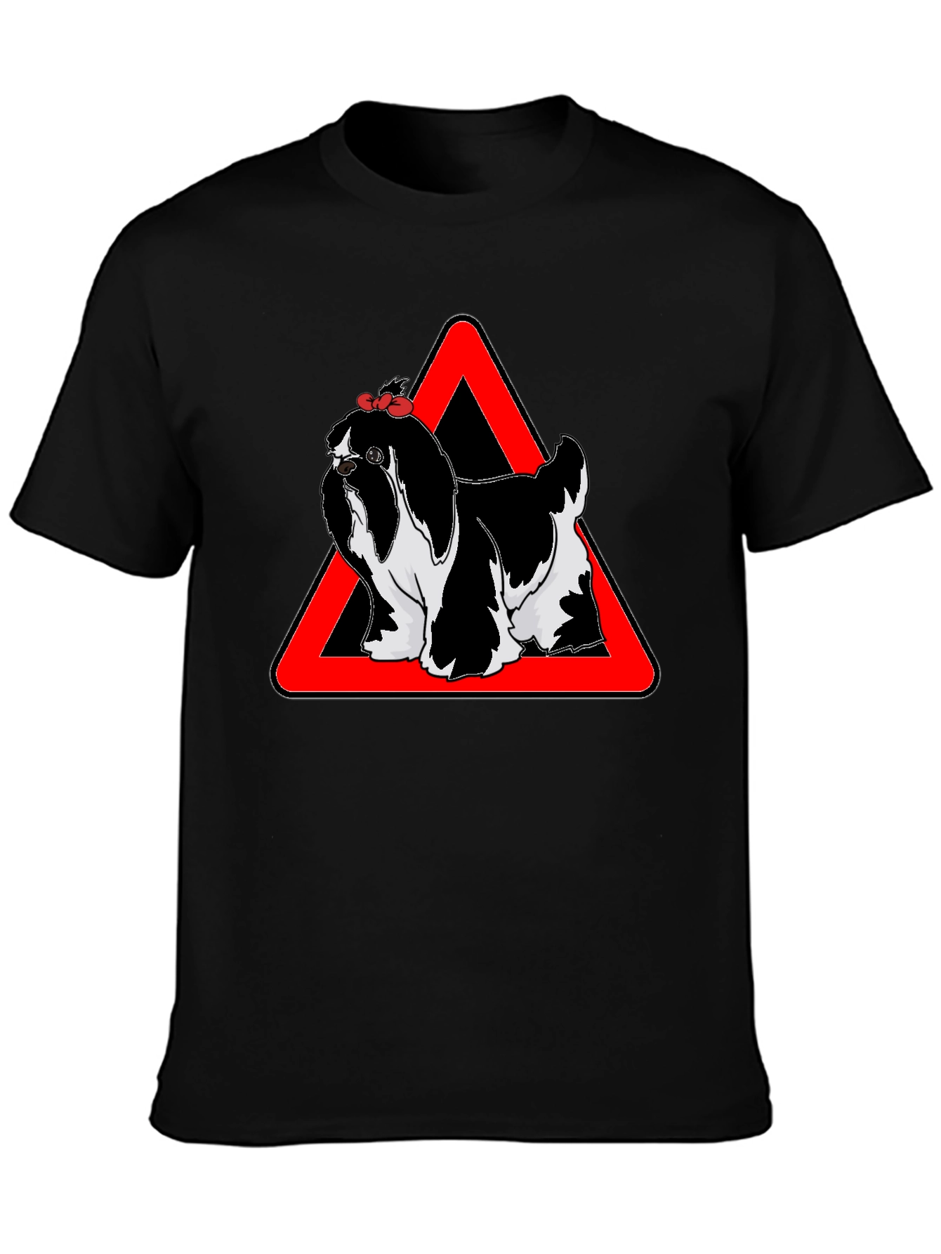 Black Dog Warning T-Shirt, Graphic Tee, Novelty Shirt view 3