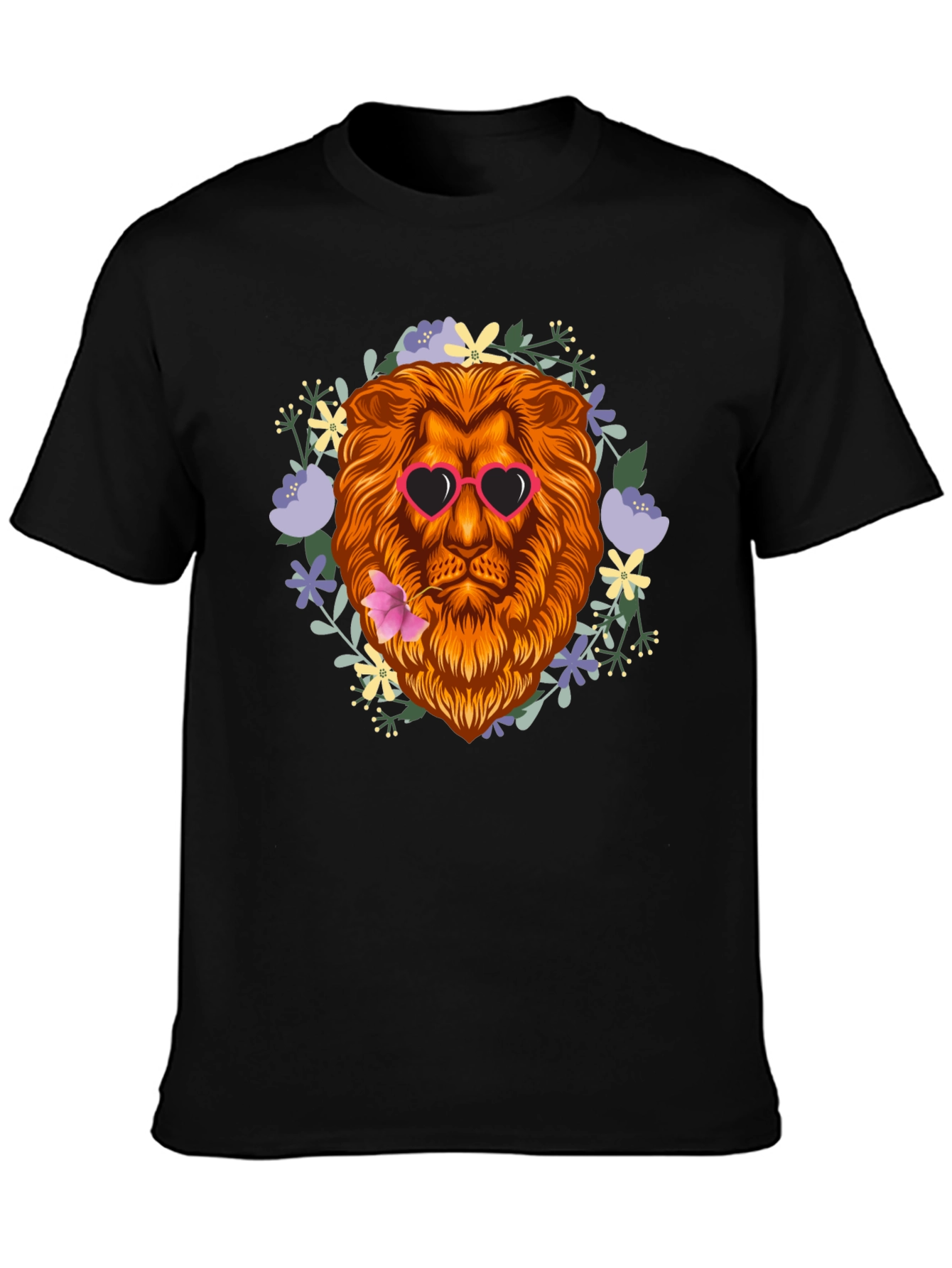 Black Lion Heart Sunglasses Graphic Tee view 3