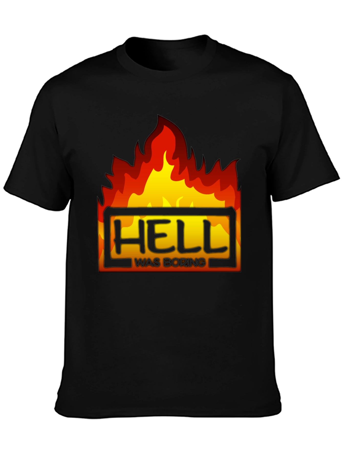 Black Hell Was Boring Graphic Tee - Black T-Shirt view 3