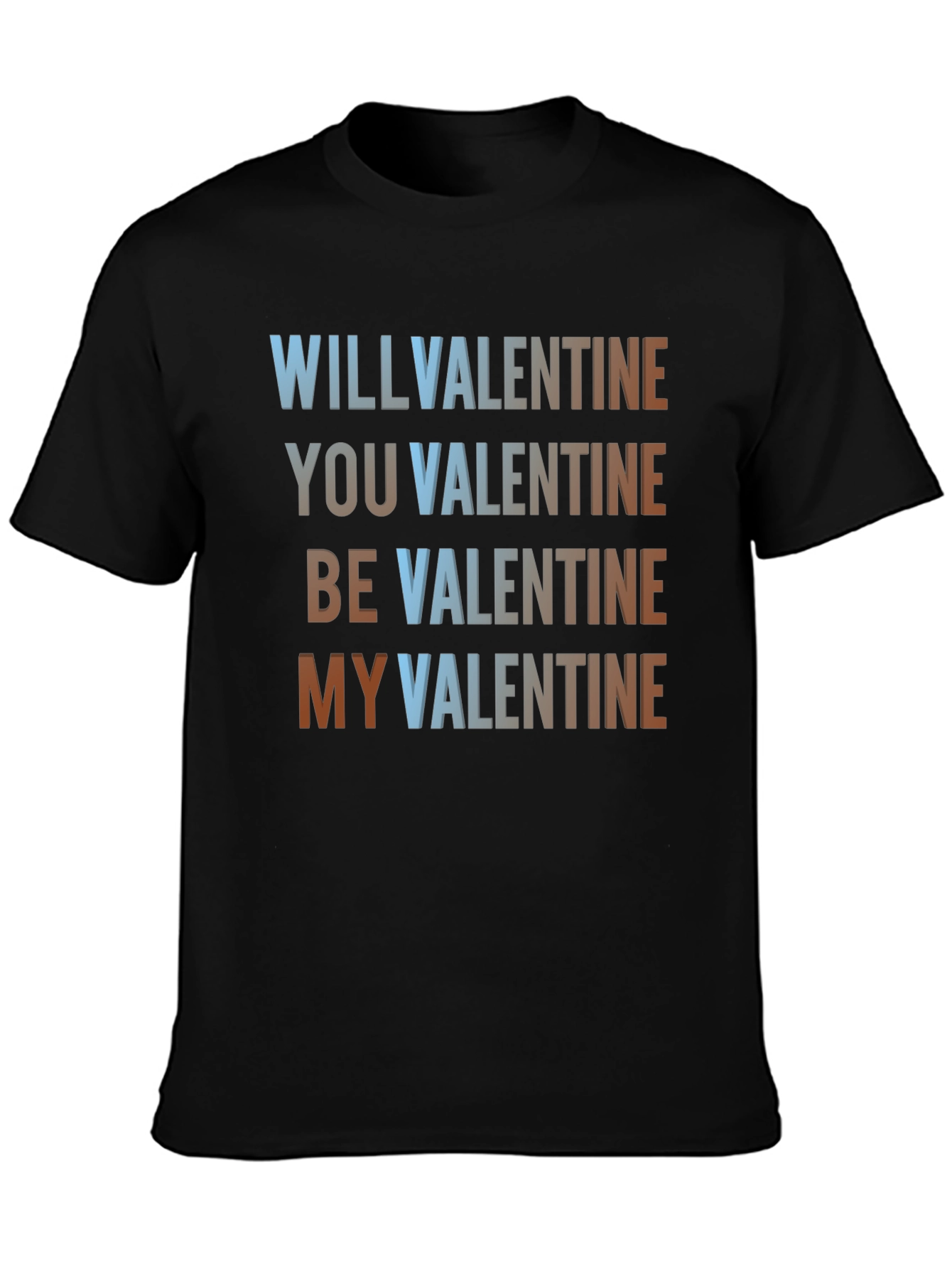 Black Valentine's Day T-Shirt: Will You Be My Valentine? view 3