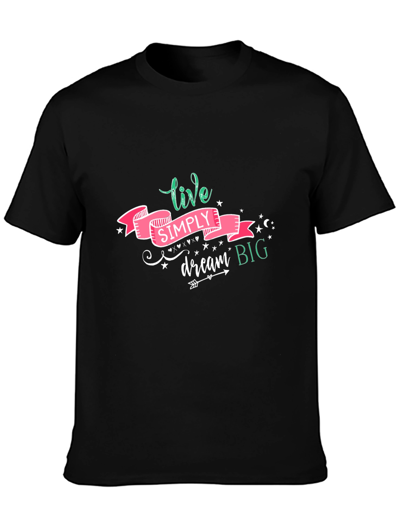 Live Simply Dream Big Graphic Tee - Black Casual T-Shirt - 3