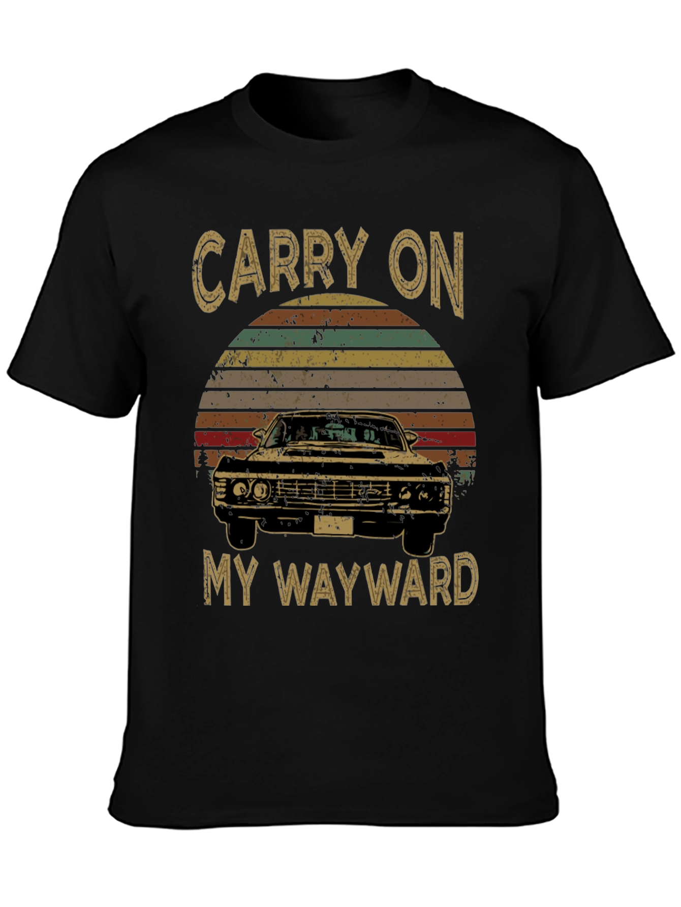 Black Carry On Supernatural Impala T-Shirt view 3