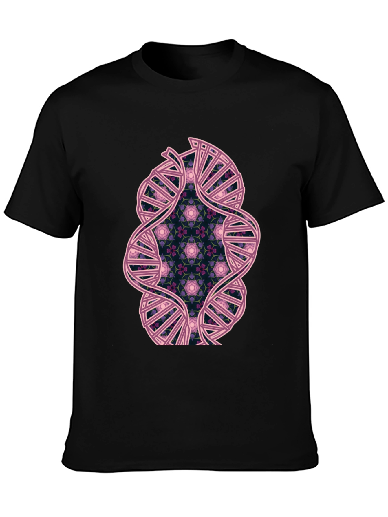 Black DNA Floral Graphic Tee - Stylish Science Shirt view 3