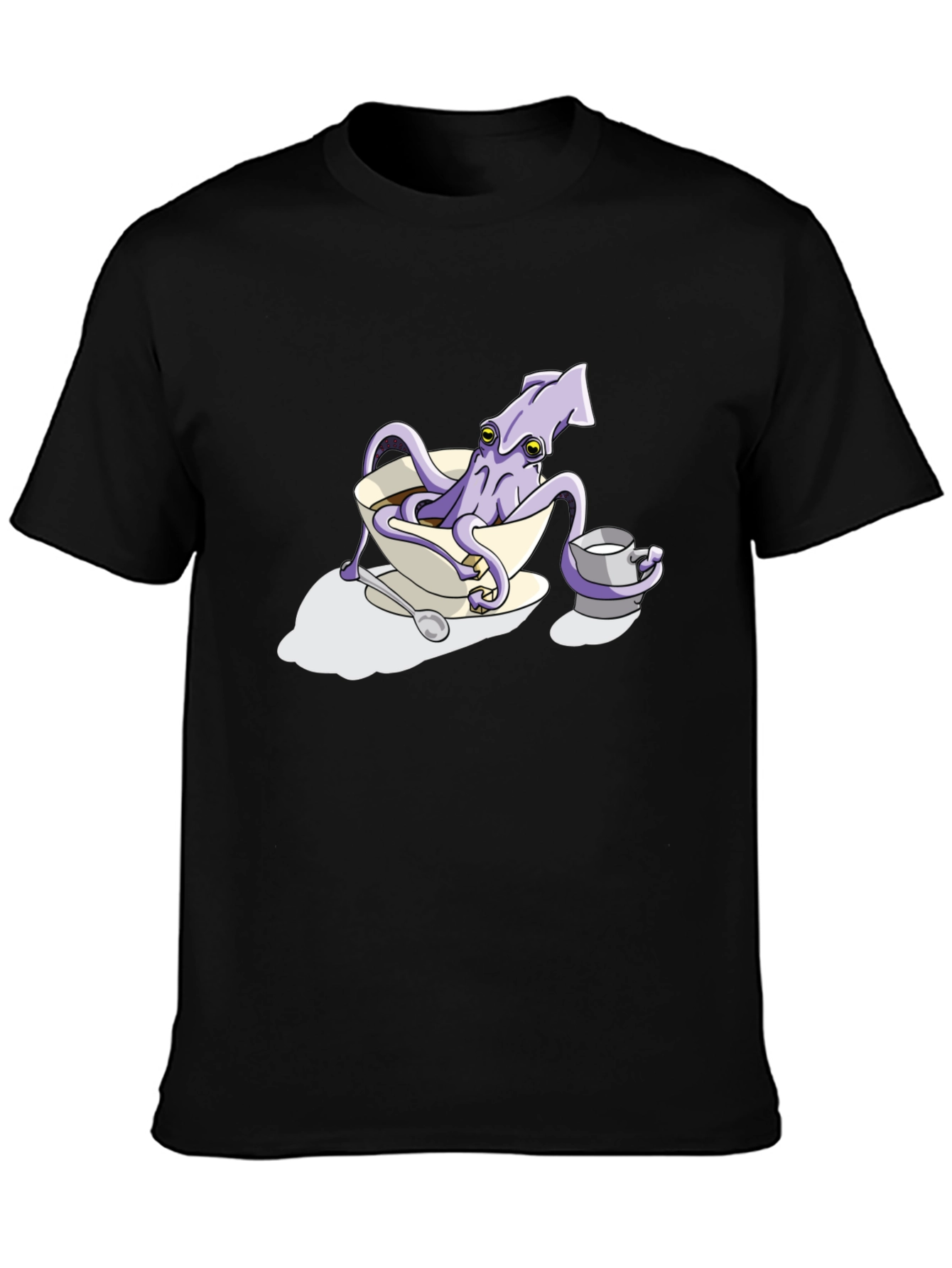 Black Squid in a Teacup Graphic Tee view 3