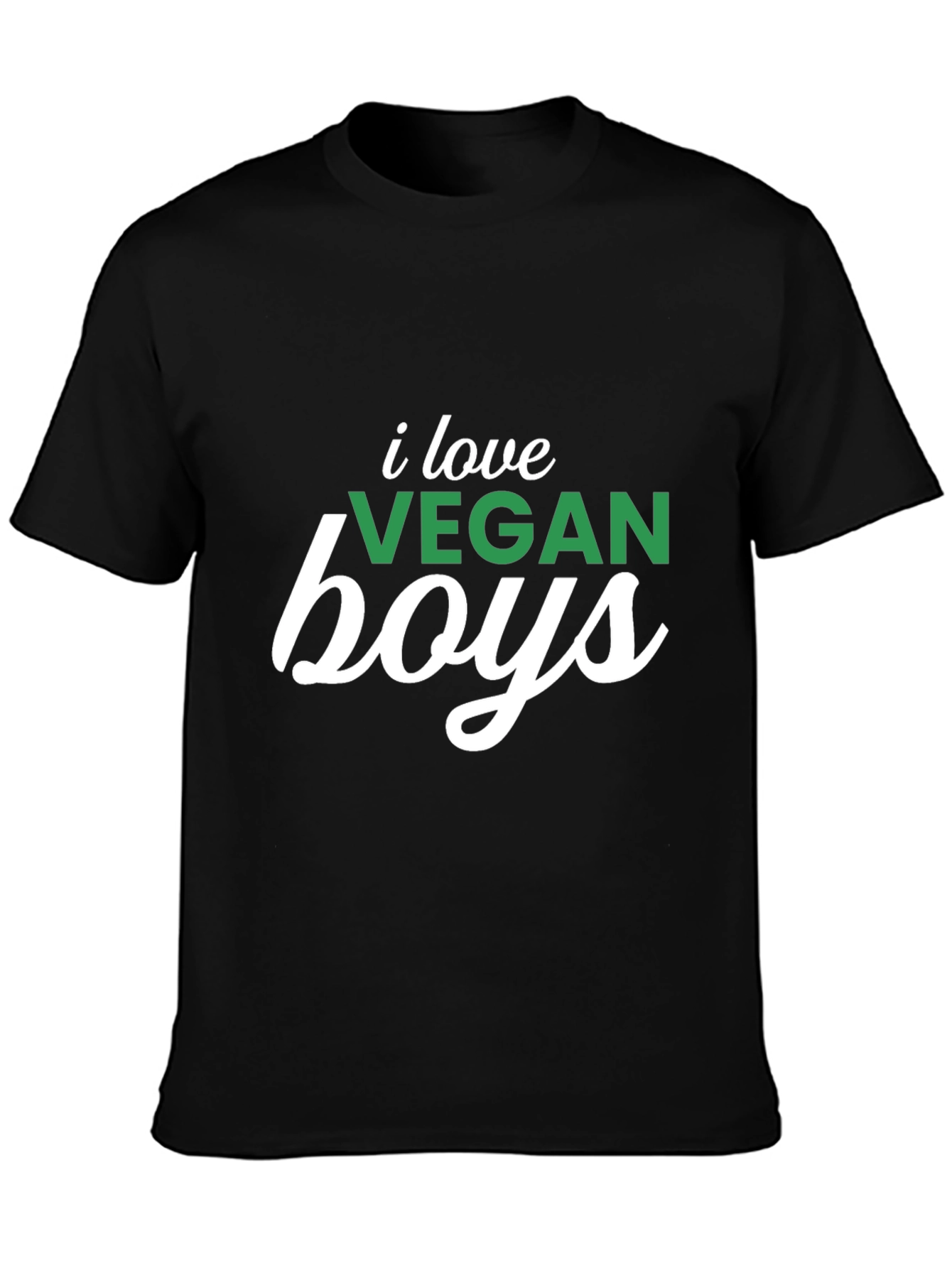 Black I Love Vegan Boys Graphic Tee - Unisex view 3