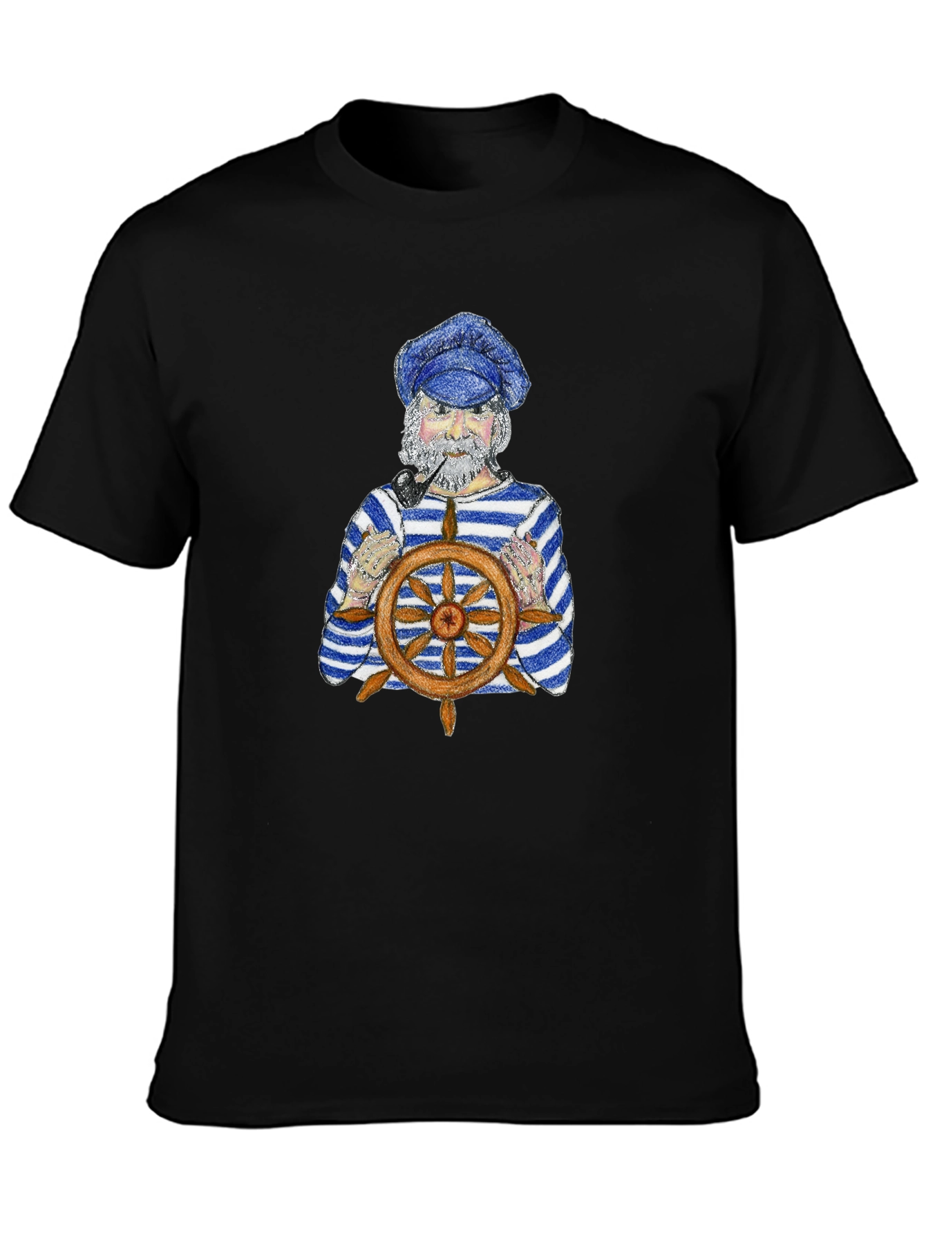 Black Nautical Captain Graphic T-Shirt view 3