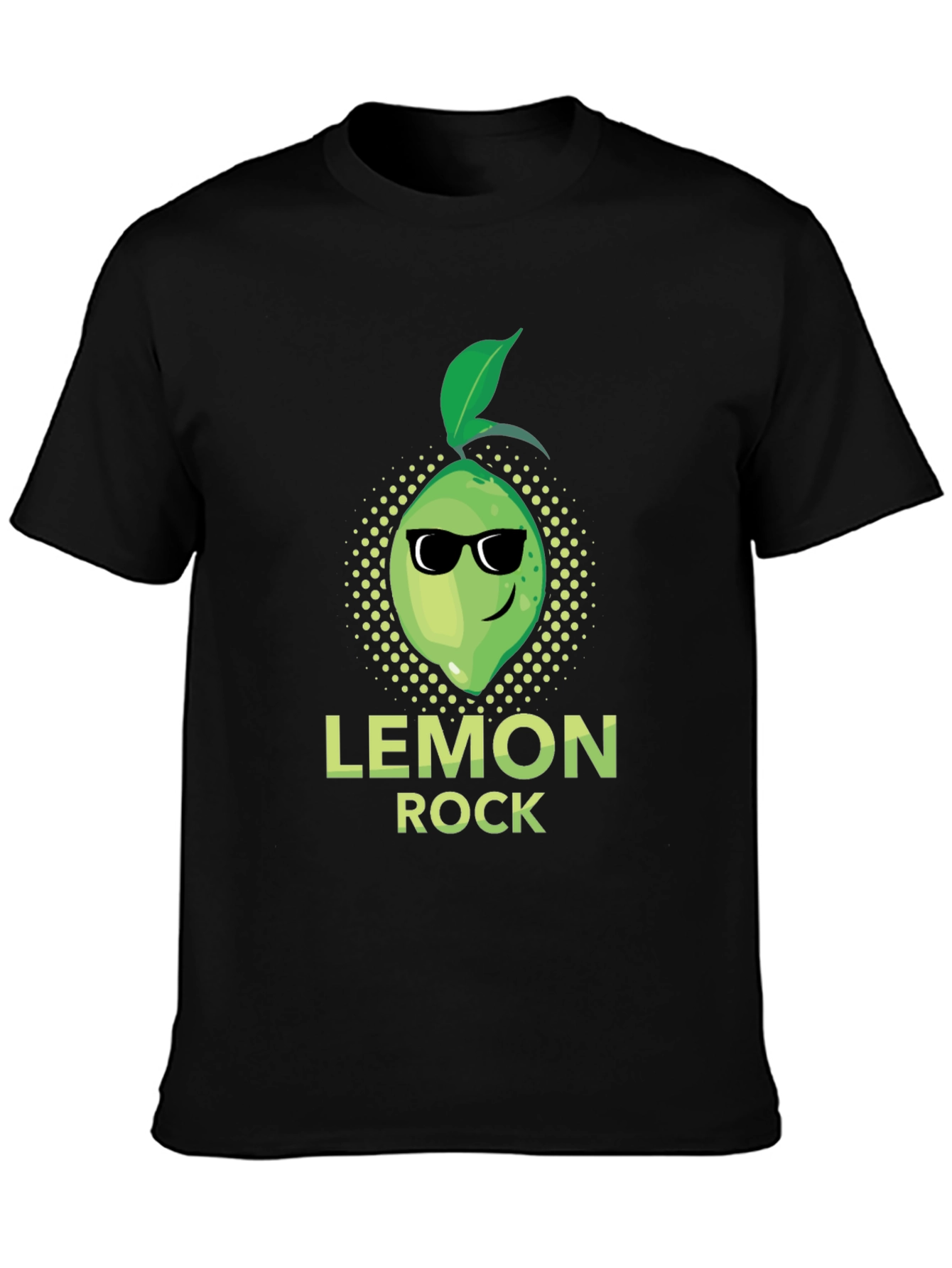 Black Lemon Rock Graphic Tee - Cool Fruit Design T-Shirt view 3