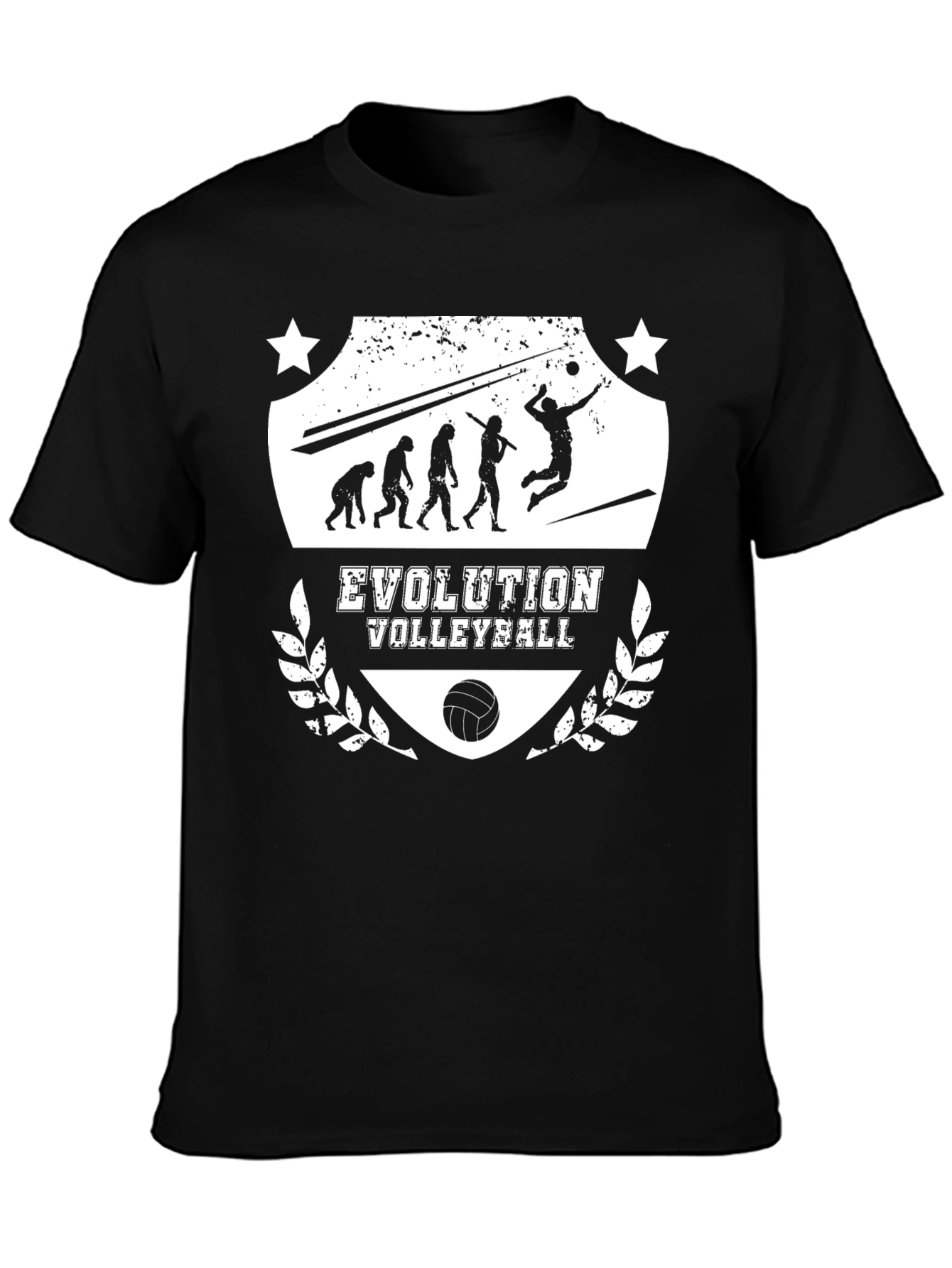 Black Evolution Volleyball Black Graphic T-Shirt view 3