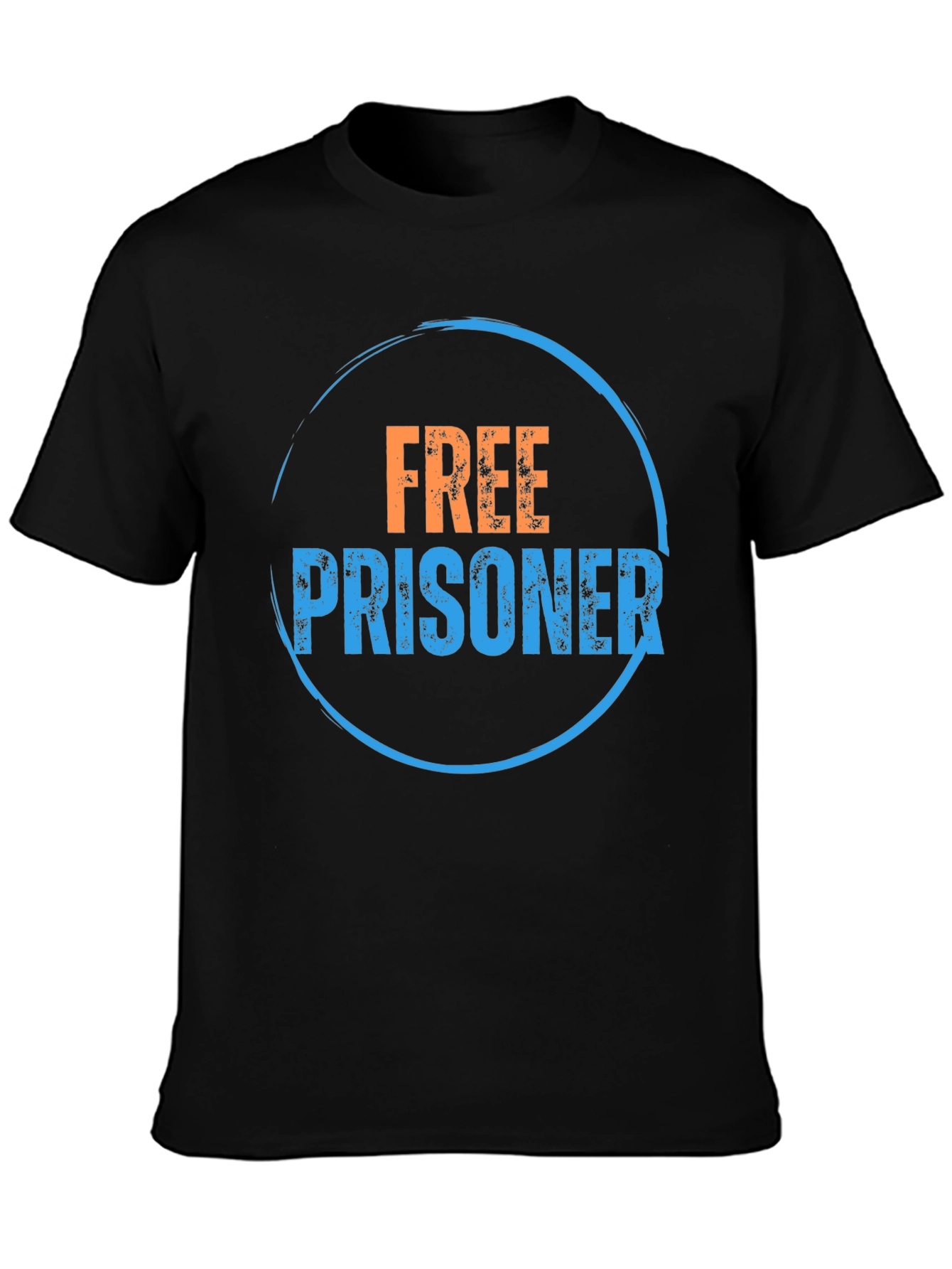 Black Free Prisoner Graphic T-Shirt - Black Crew Neck Tee view 3