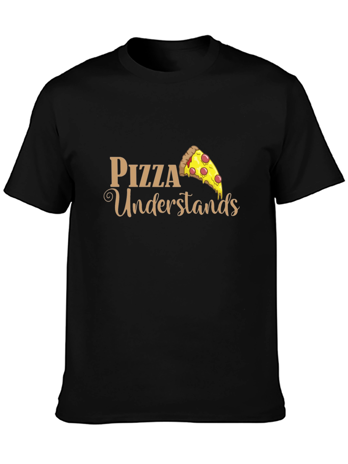 Black Pizza Understands Graphic Tee - Black Cotton Blend Comfort Fit view 3