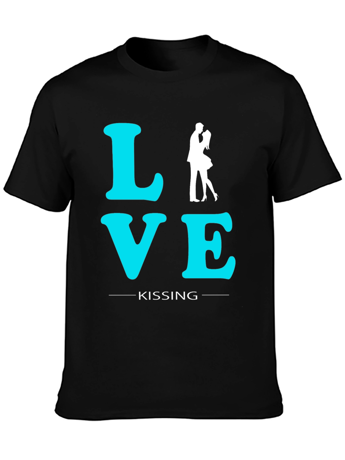 Black Love Kissing Graphic Tee - Black Cotton T-Shirt view 3
