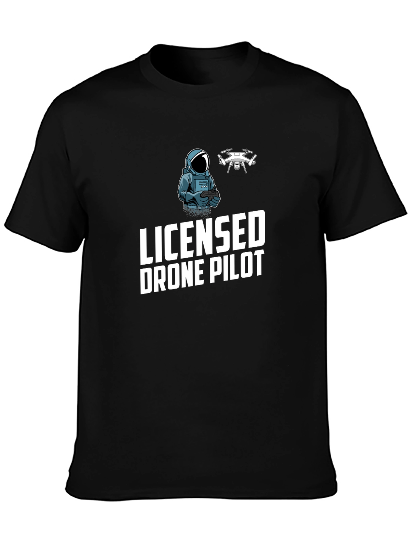 Black Licensed Drone Pilot Graphic T-Shirt view 3