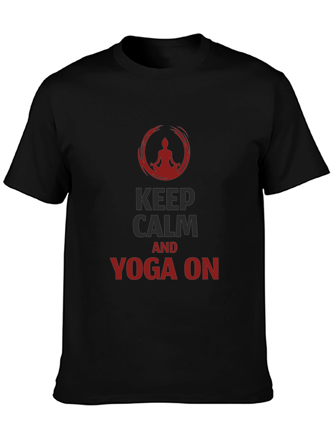 Black Keep Calm Yoga T-Shirt - Men's Black Tee view 3
