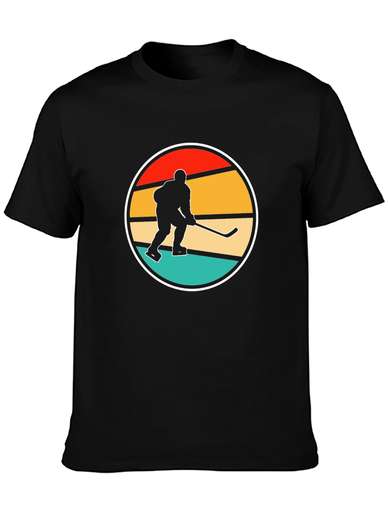 Black Retro Hockey Player Graphic Tee view 3