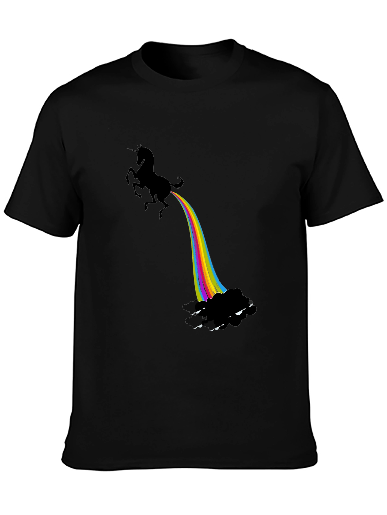 Black Unicorn Rainbow Funny Graphic T-Shirt view 3