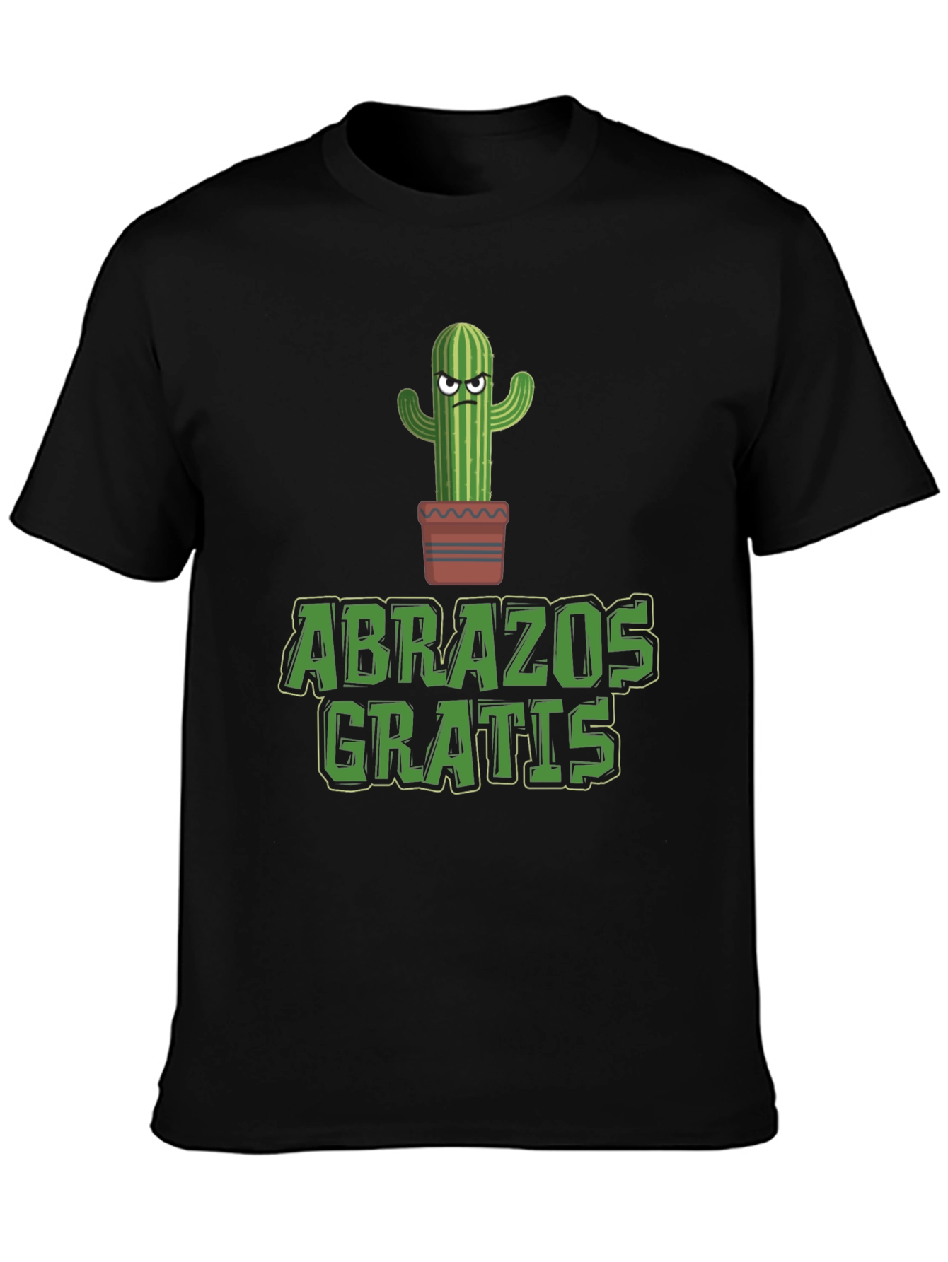 Black Funny Cactus 'Abrazos Gratis' Graphic T-Shirt view 3