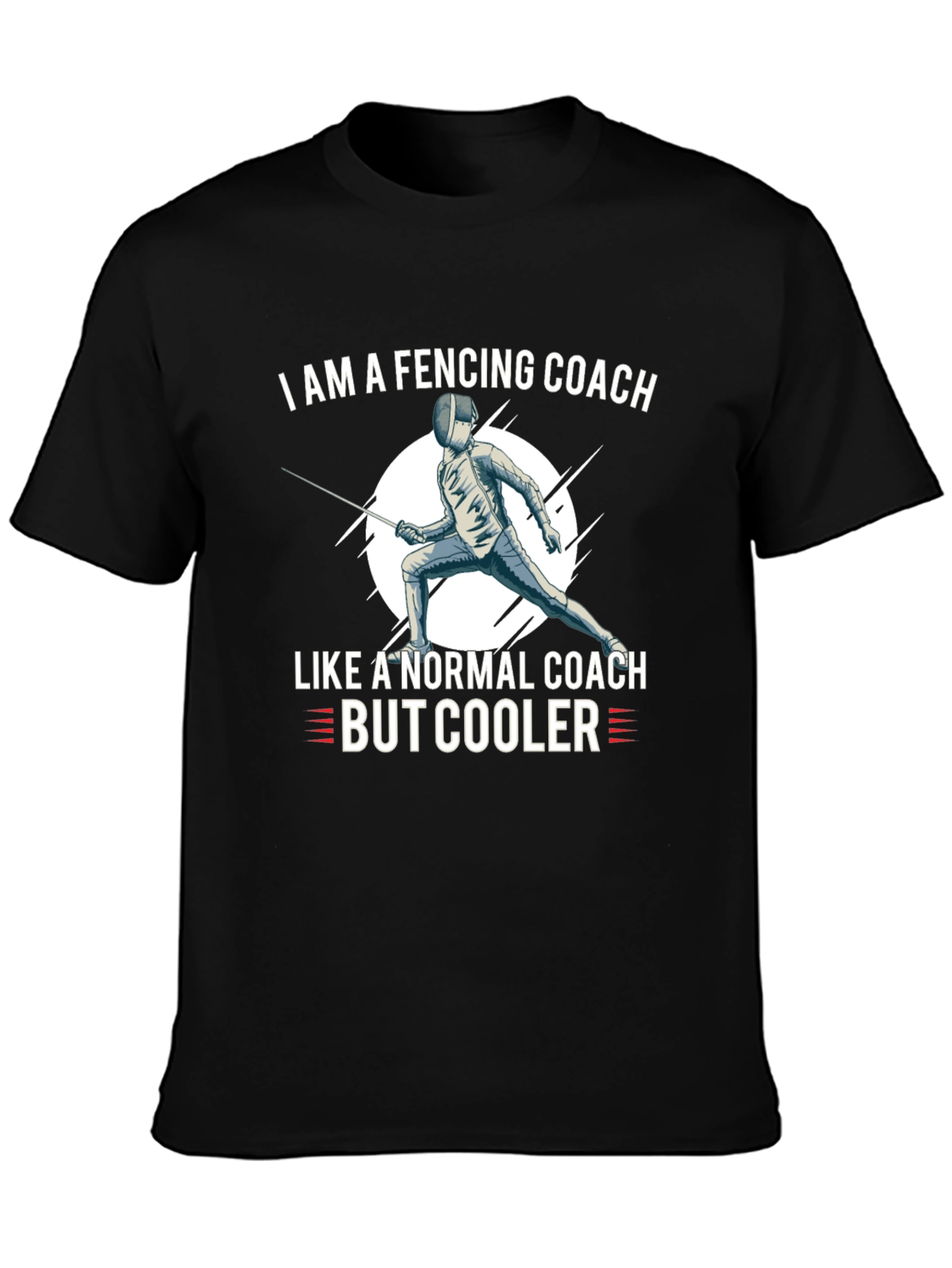 Black Fencing Coach T-Shirt - Like a Normal Coach, But Cooler view 3